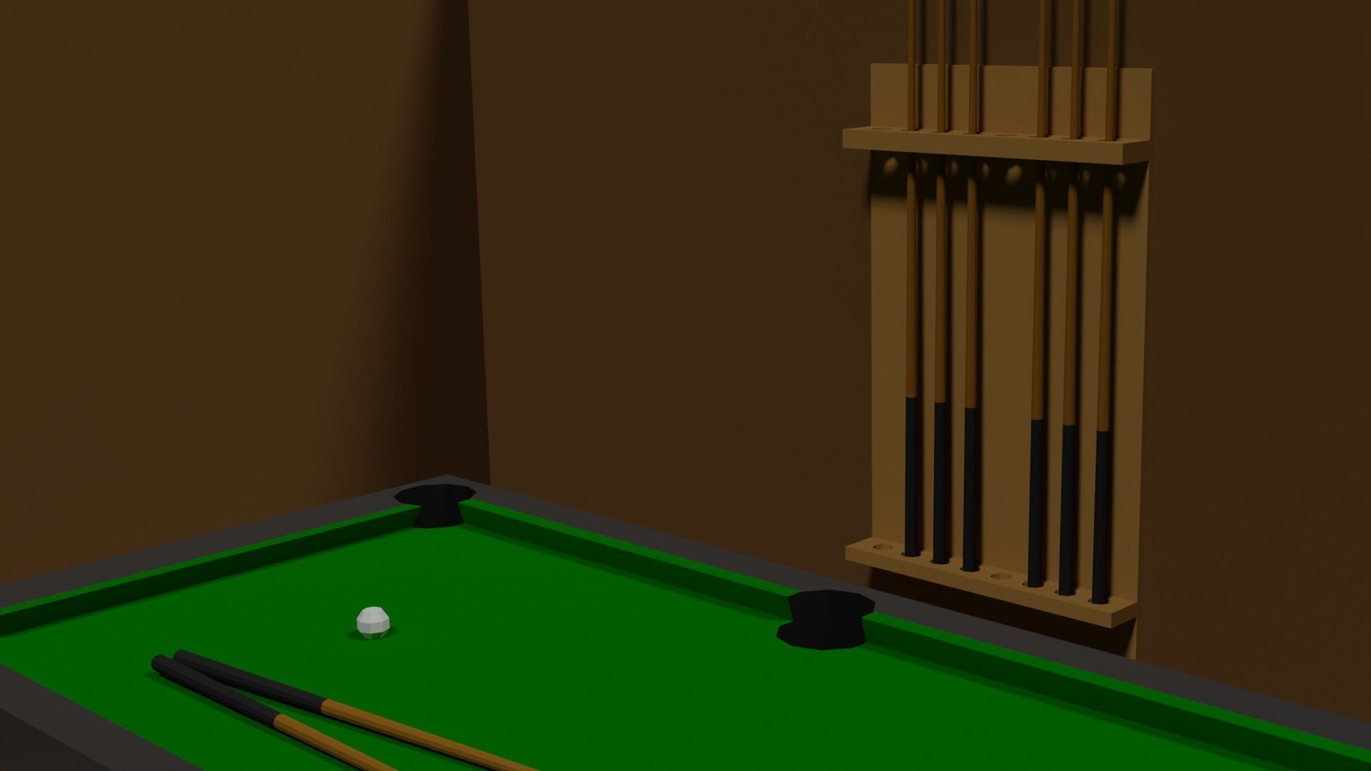 Lowpoly Hobbyroom pool table and dart board 3D model_17