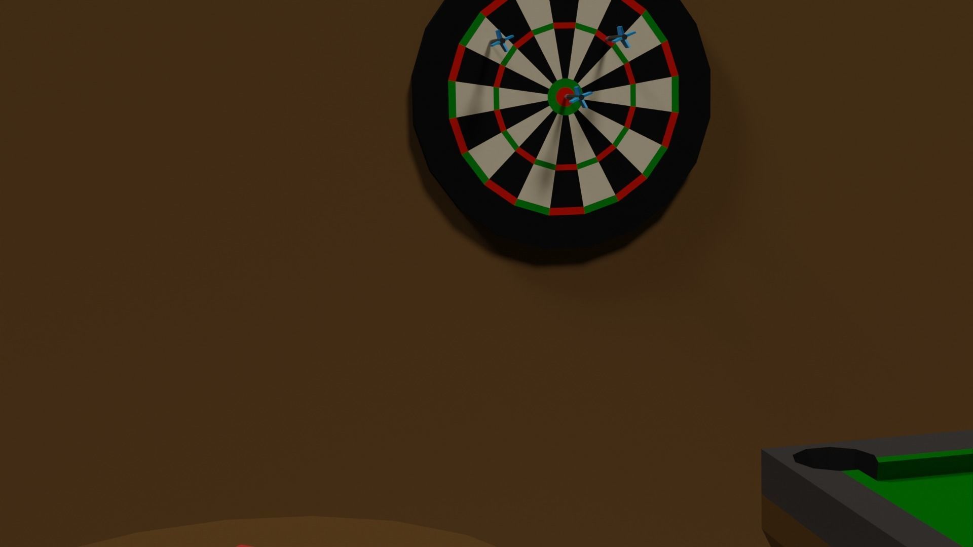 Lowpoly Hobbyroom pool table and dart board 3D model_27