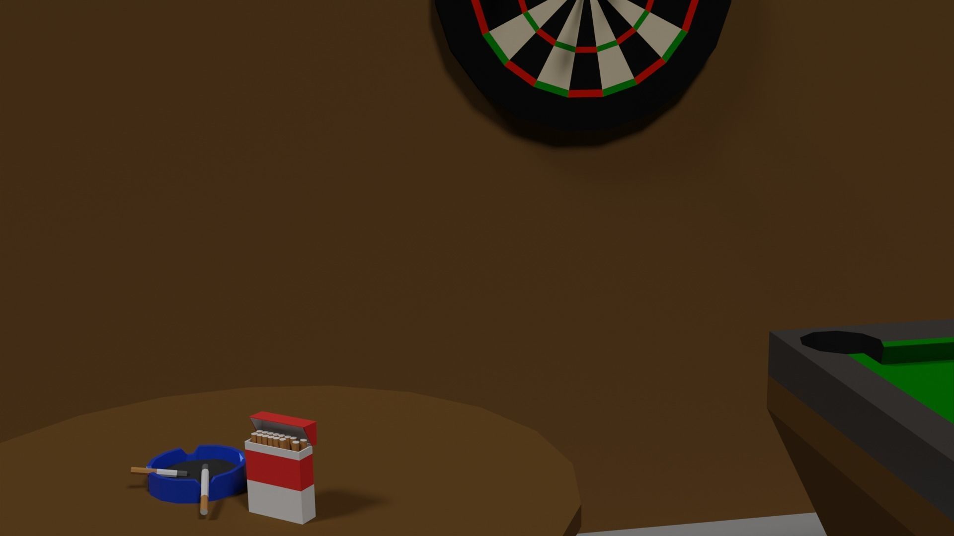 Lowpoly Hobbyroom pool table and dart board 3D model_26