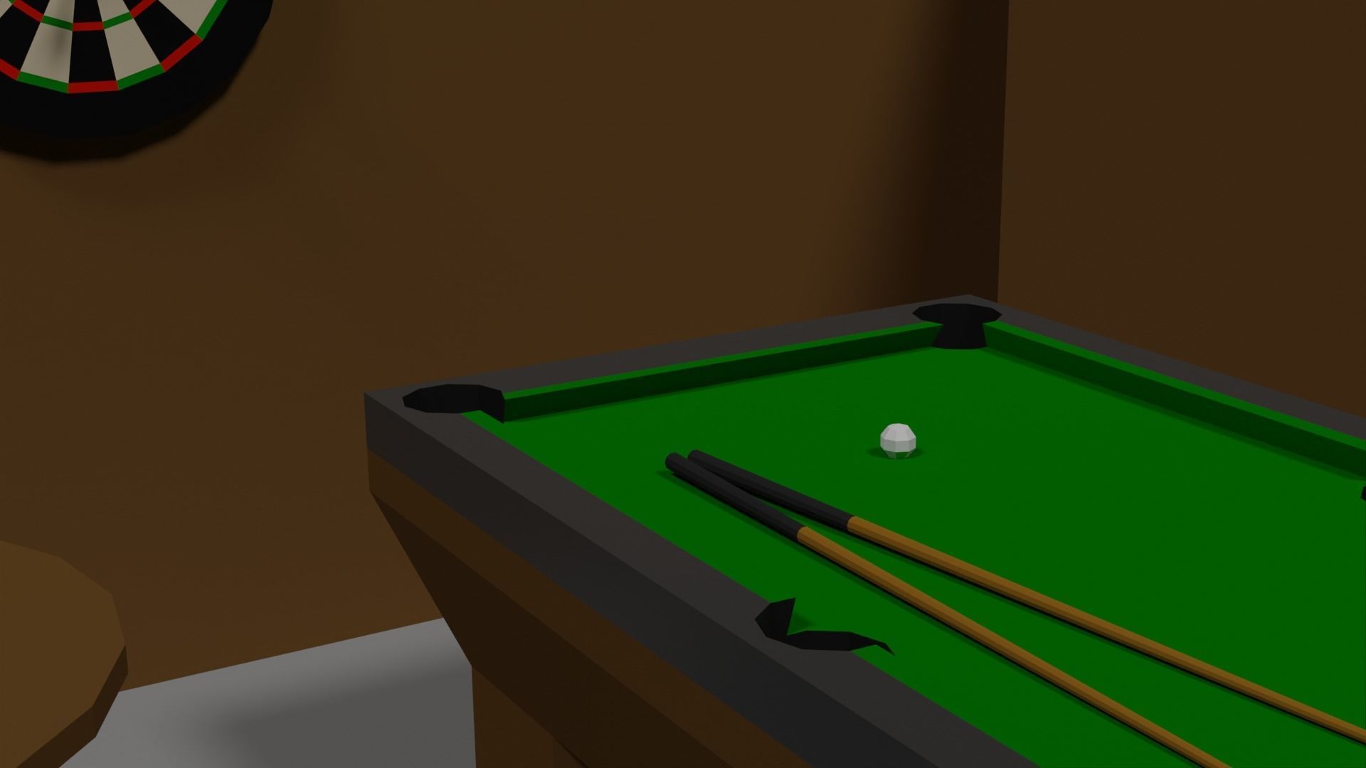 Lowpoly Hobbyroom pool table and dart board 3D model_19