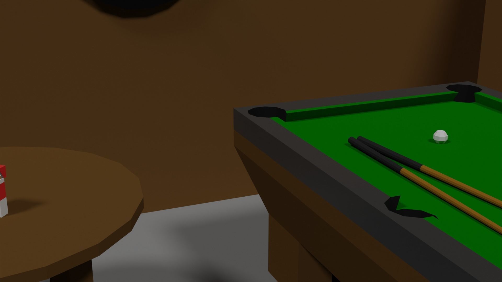 Lowpoly Hobbyroom pool table and dart board 3D model_20