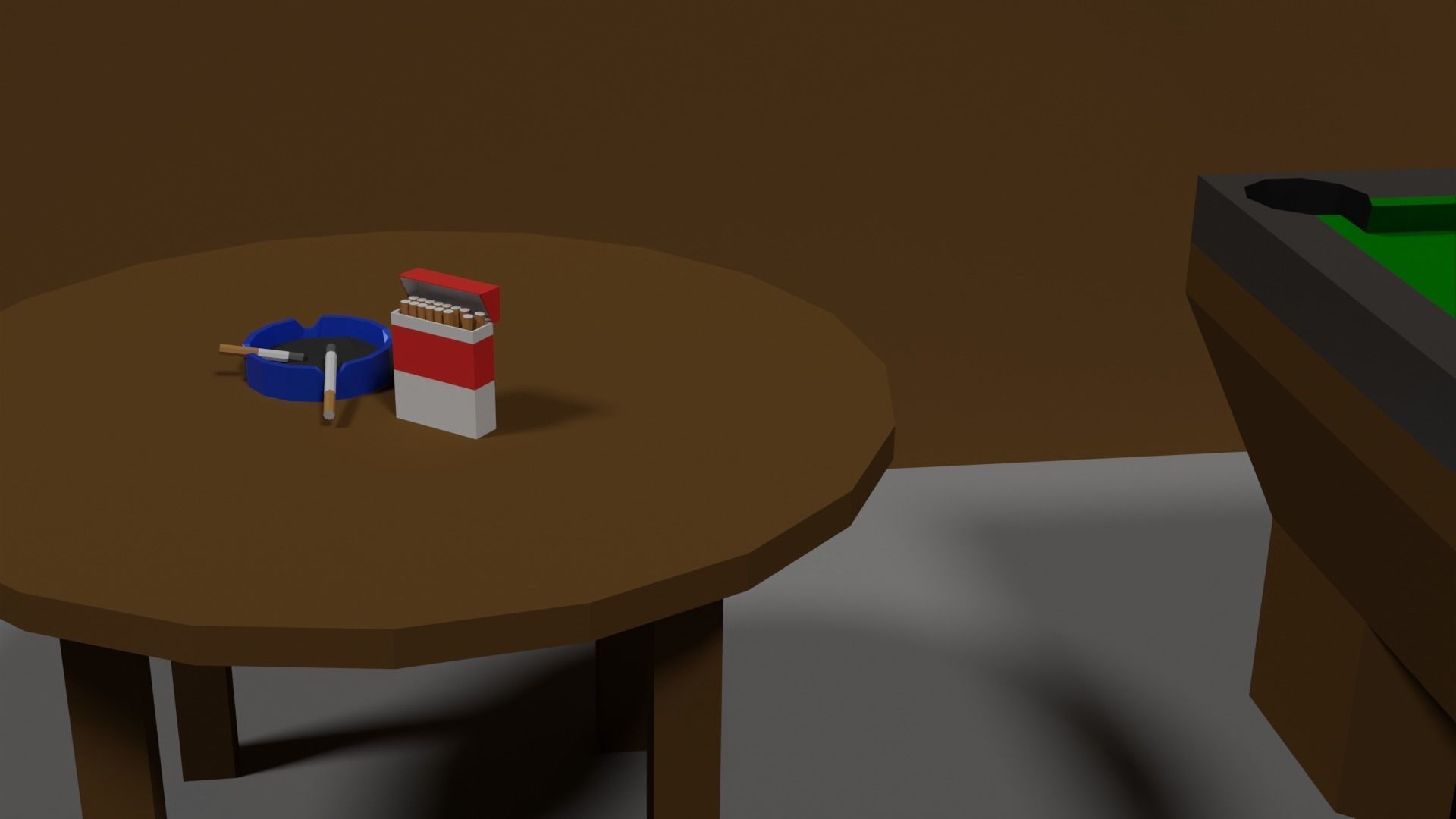 Lowpoly Hobbyroom pool table and dart board 3D model_23