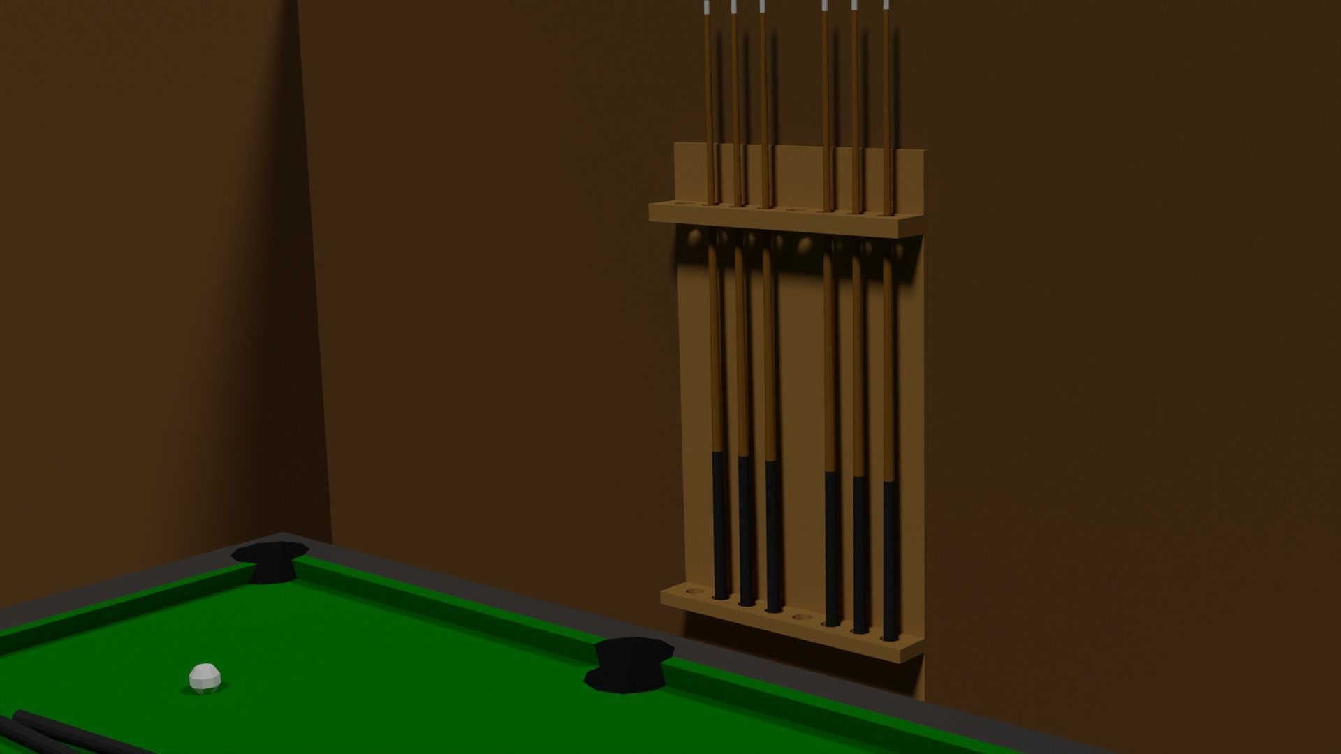 Lowpoly Hobbyroom pool table and dart board 3D model_16