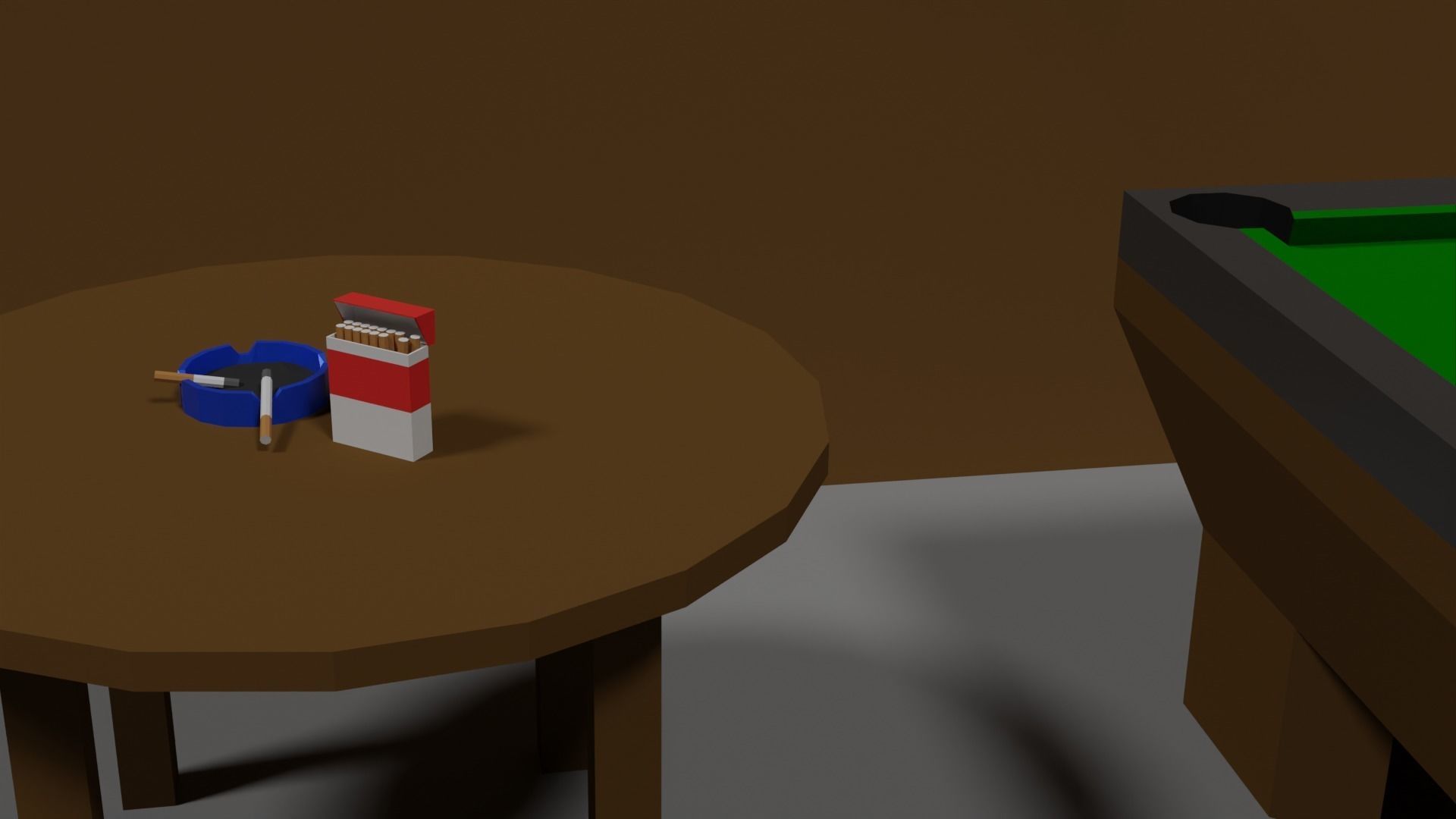 Lowpoly Hobbyroom pool table and dart board 3D model_22