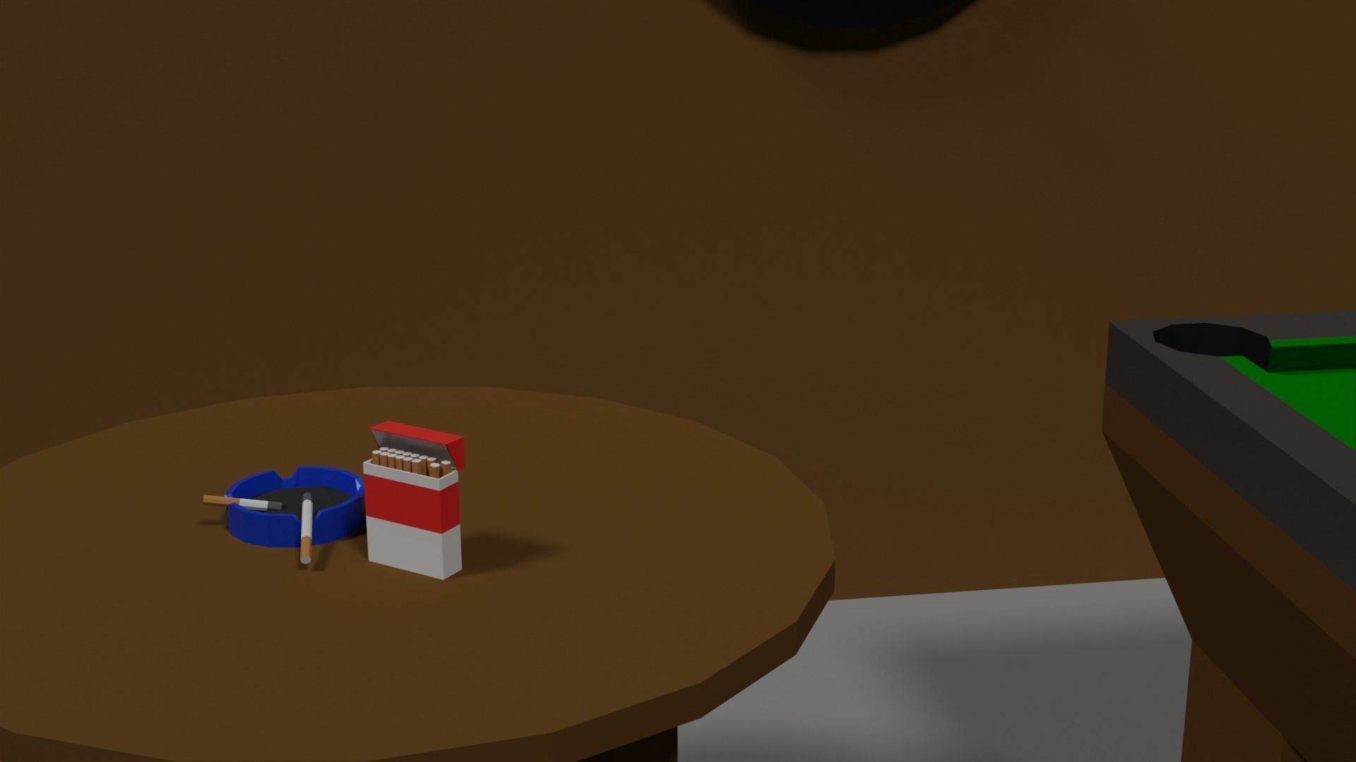 Lowpoly Hobbyroom pool table and dart board 3D model_25