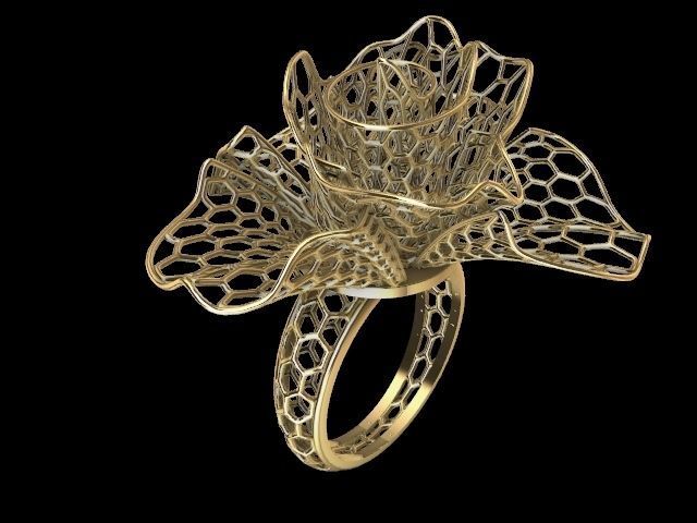 bee comb jali ring stl verified 3D print model_10