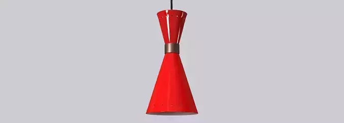 Mid Century Mercury Red Pendant Light 3D model