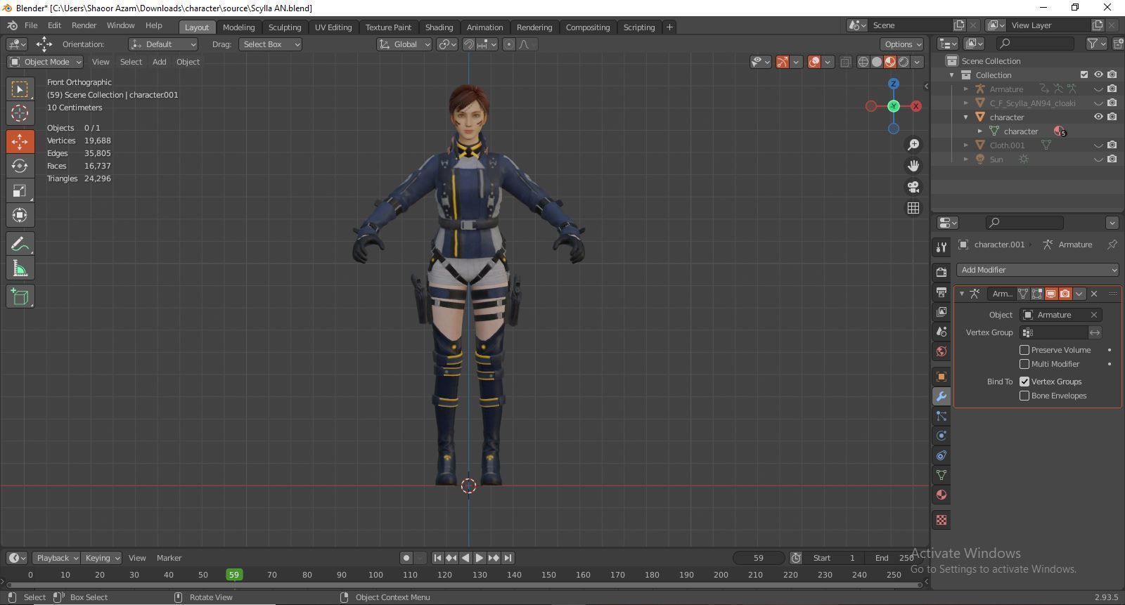 Lucy  Warrior Game Ready Character Low-poly 3D model_35