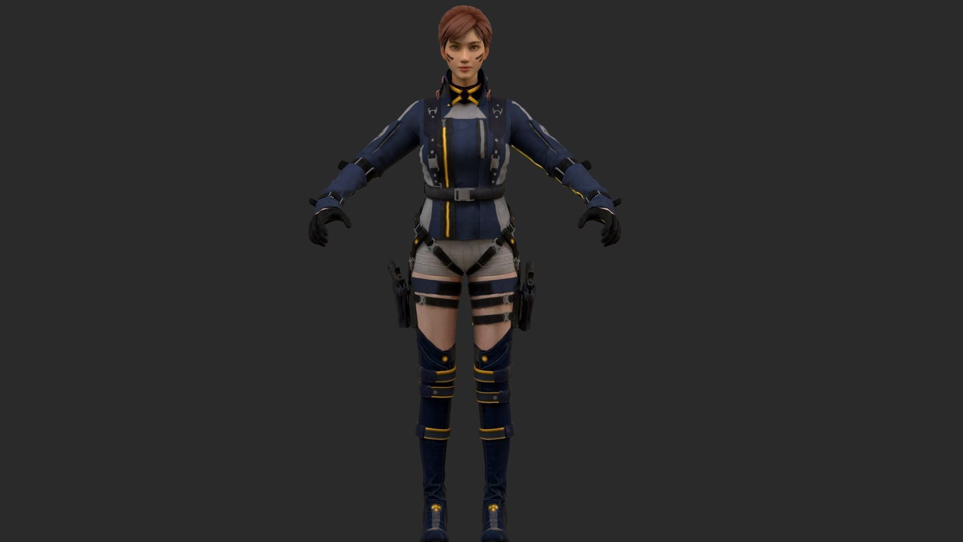 Lucy  Warrior Game Ready Character Low-poly 3D model_10