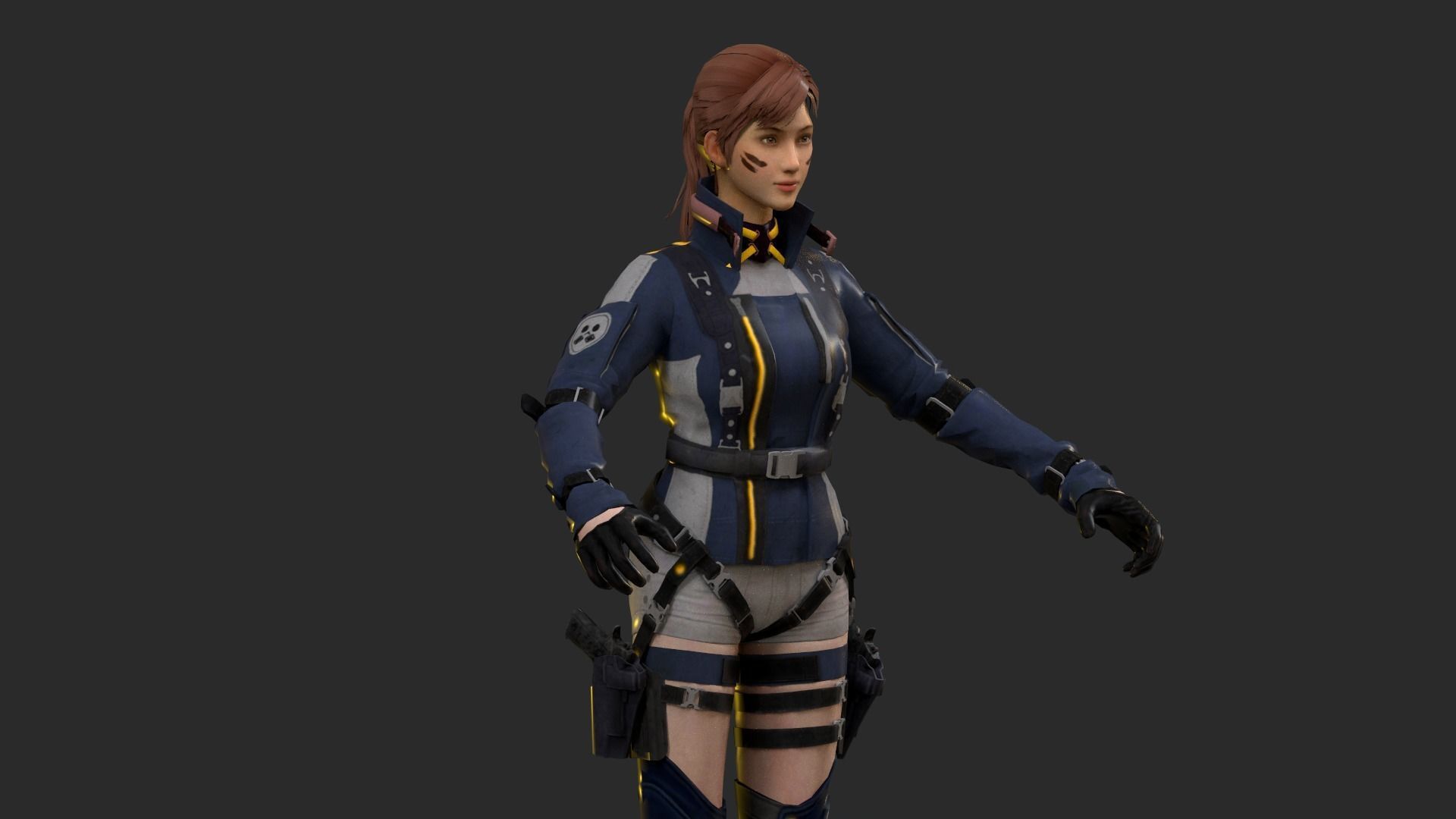 Lucy  Warrior Game Ready Character Low-poly 3D model_36