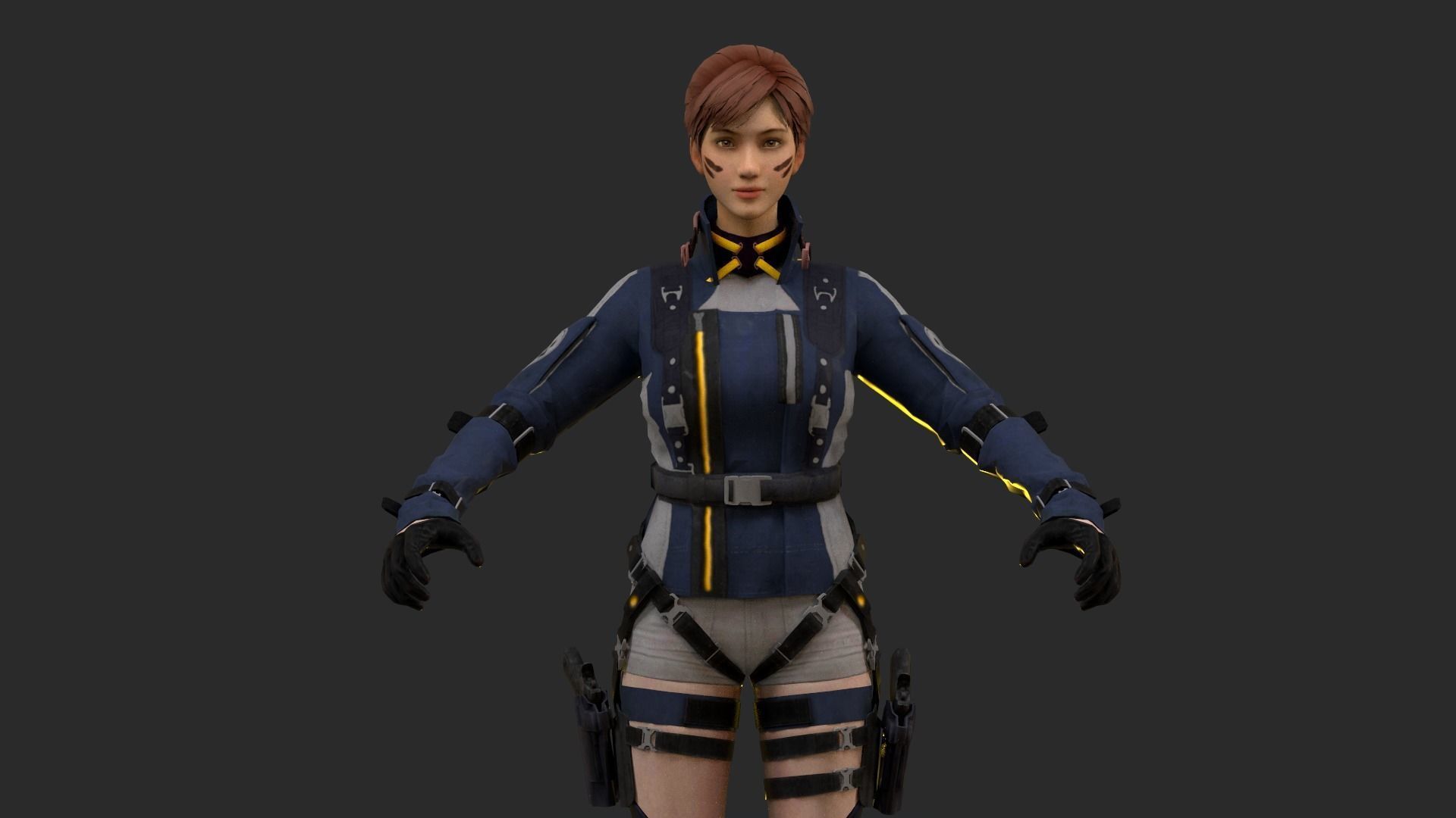 Lucy  Warrior Game Ready Character Low-poly 3D model_8