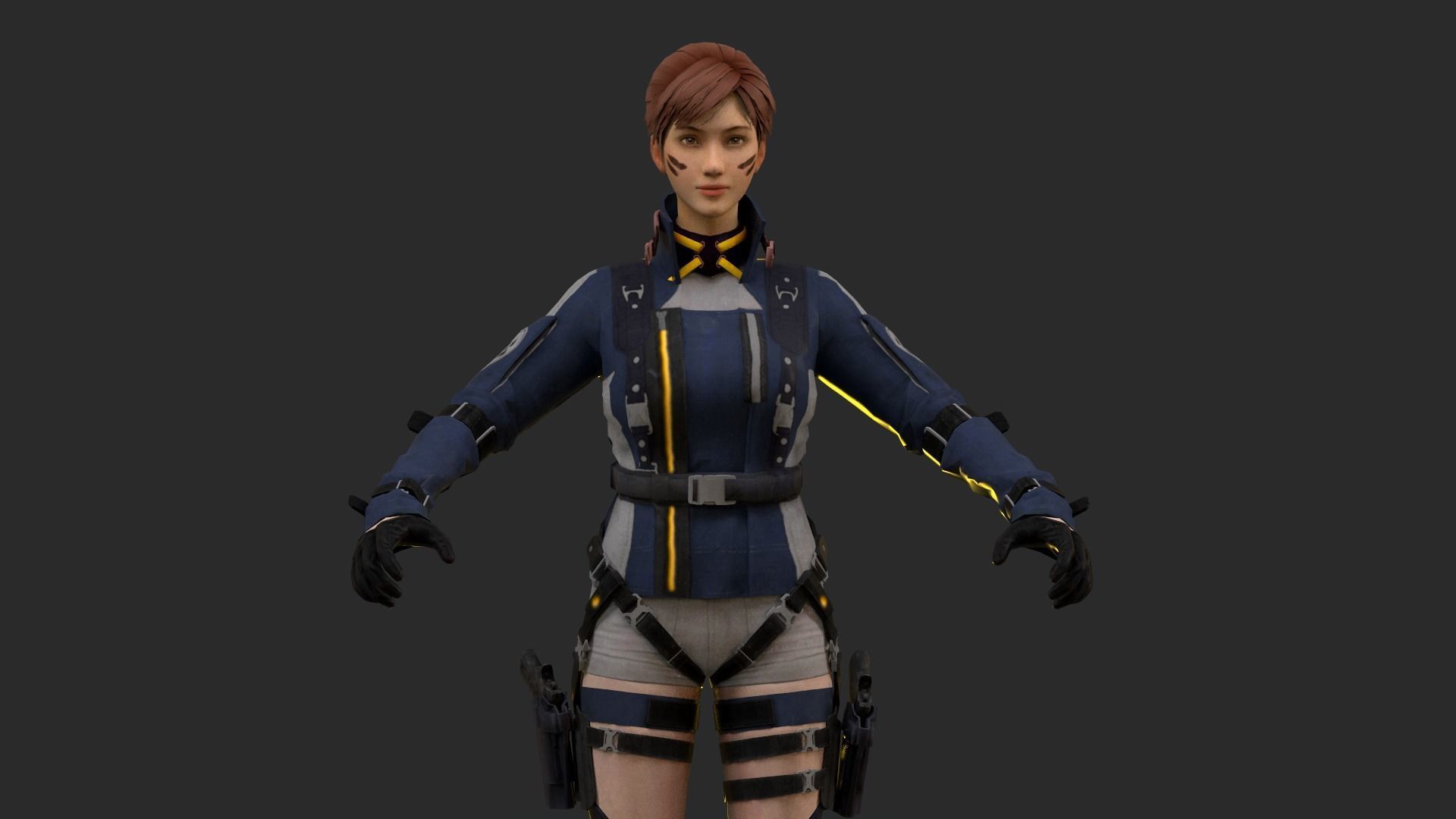 Lucy  Warrior Game Ready Character Low-poly 3D model_31