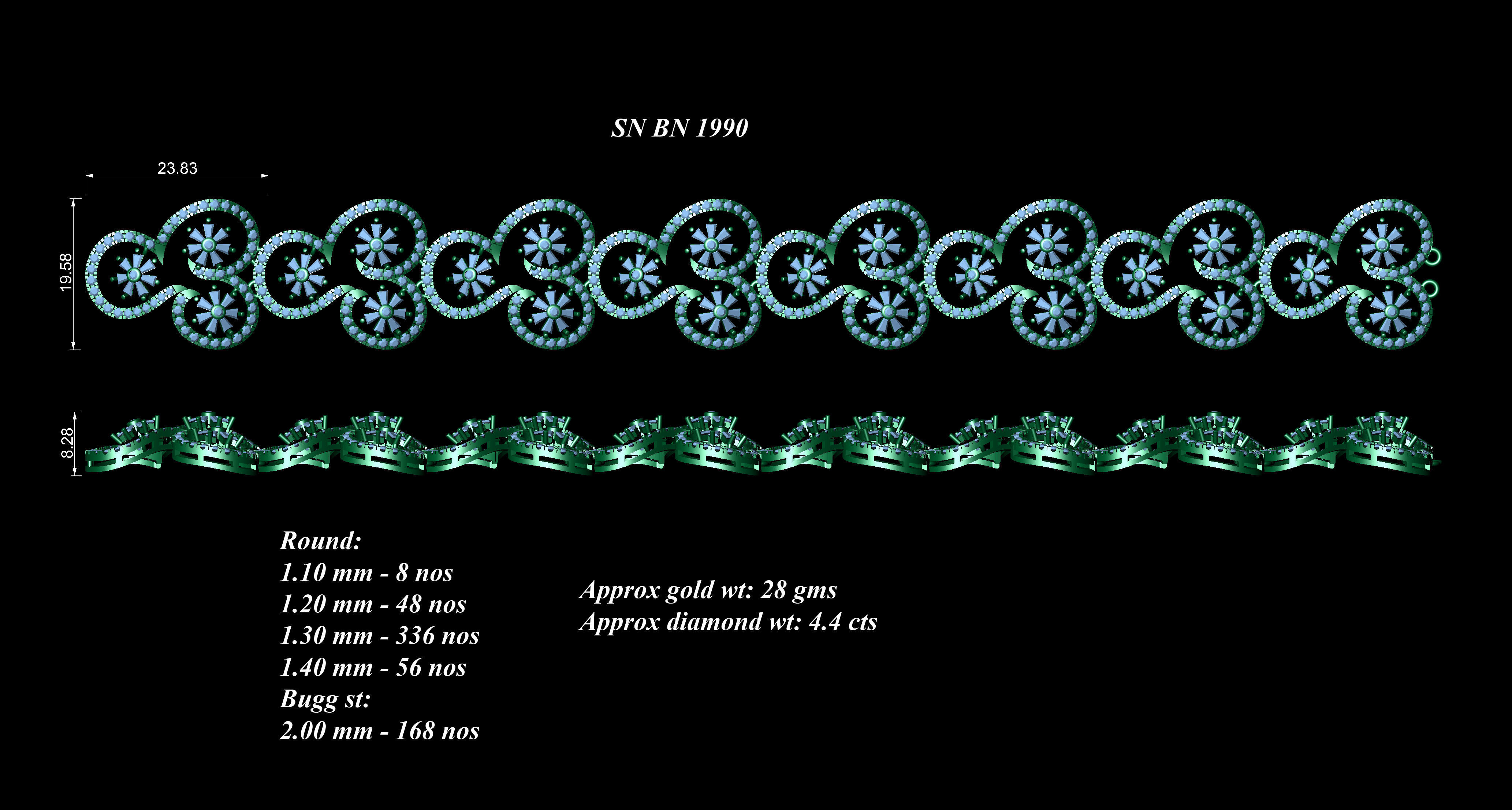 Women bracelet 3dm stl  1 render detail 3D print model_1