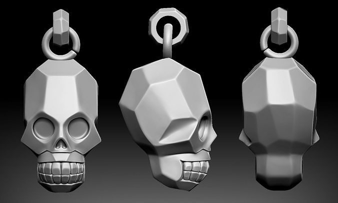 Skull Faceted Pendant Free 3D print model