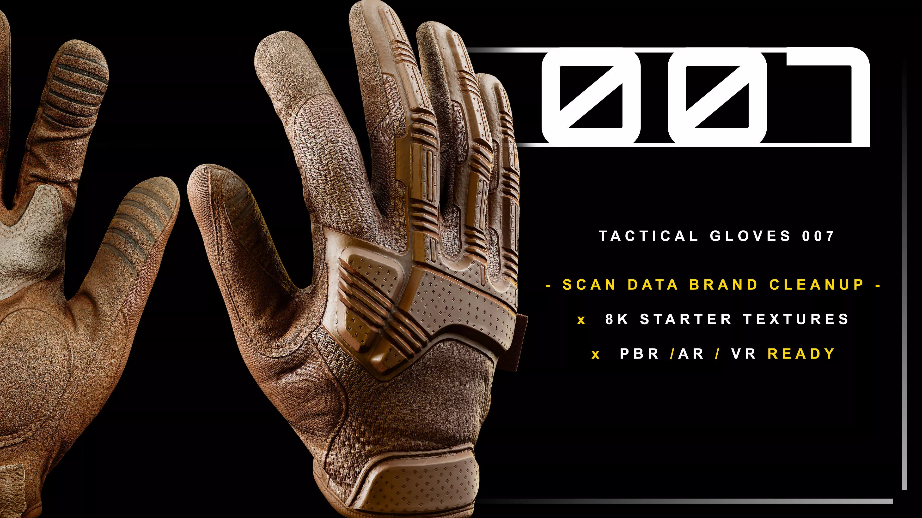 Tactical Gloves 007 Low-poly 3D model_0