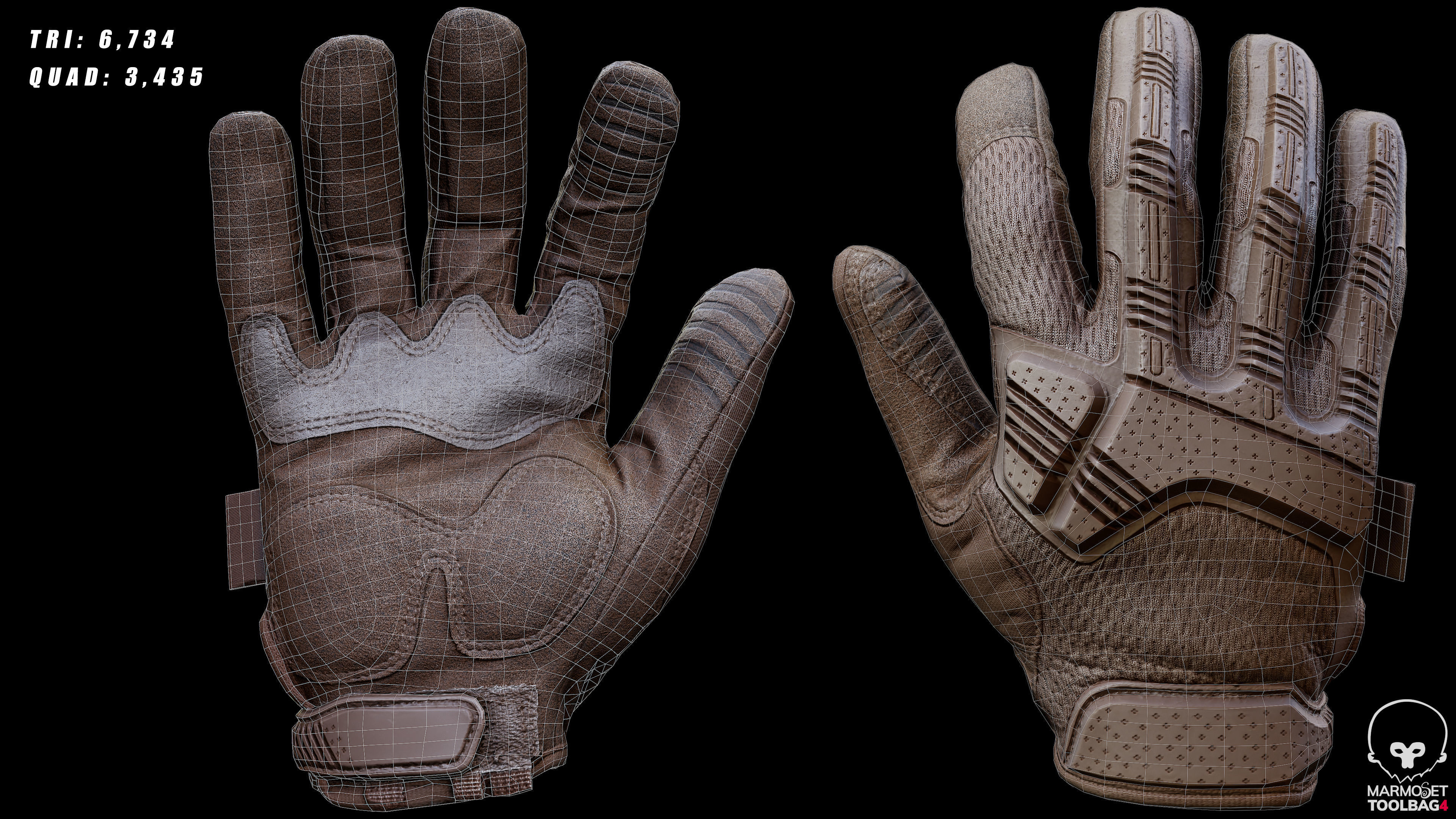 Tactical Gloves 007 Low-poly 3D model_3