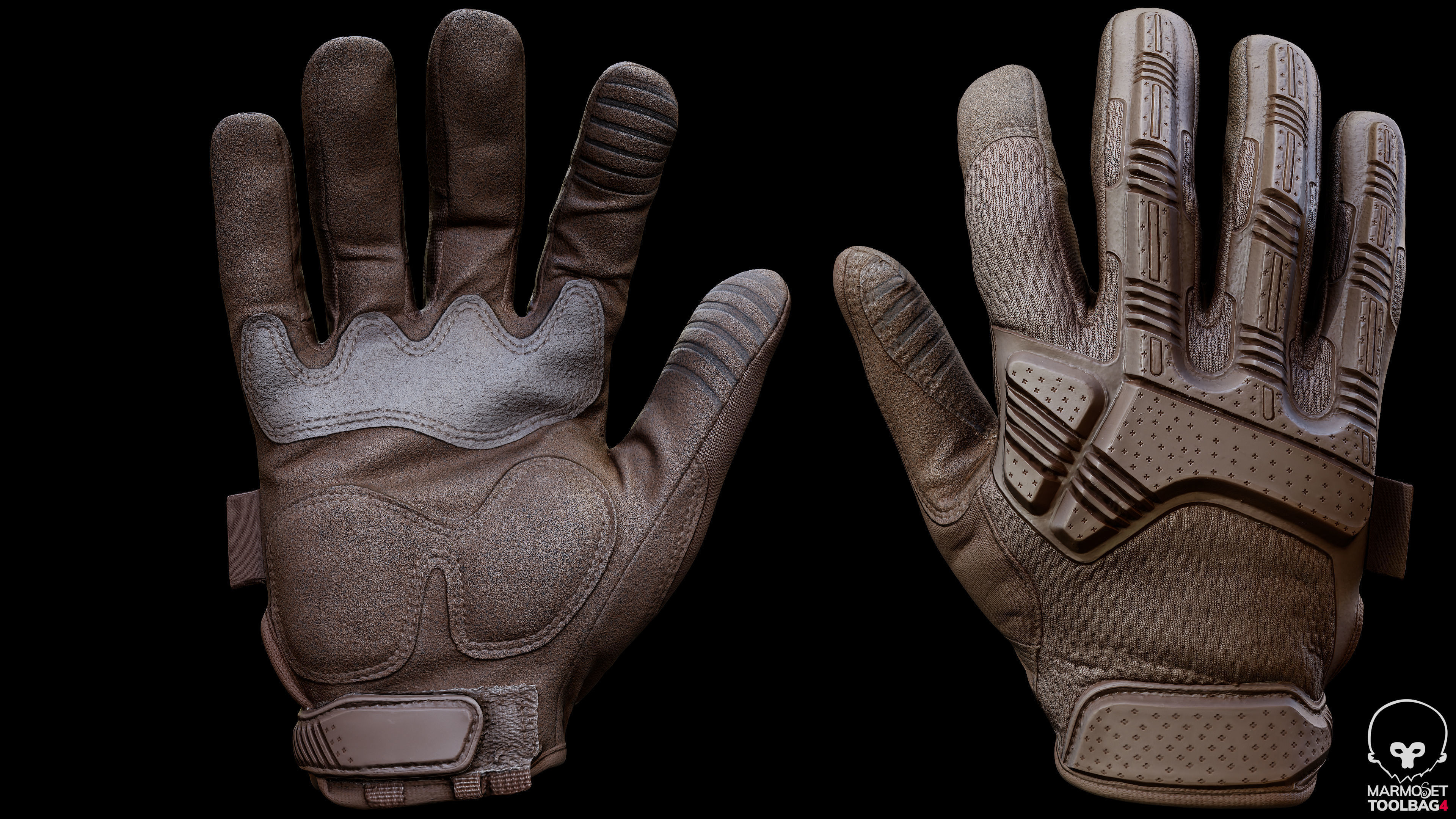 Tactical Gloves 007 Low-poly 3D model_2