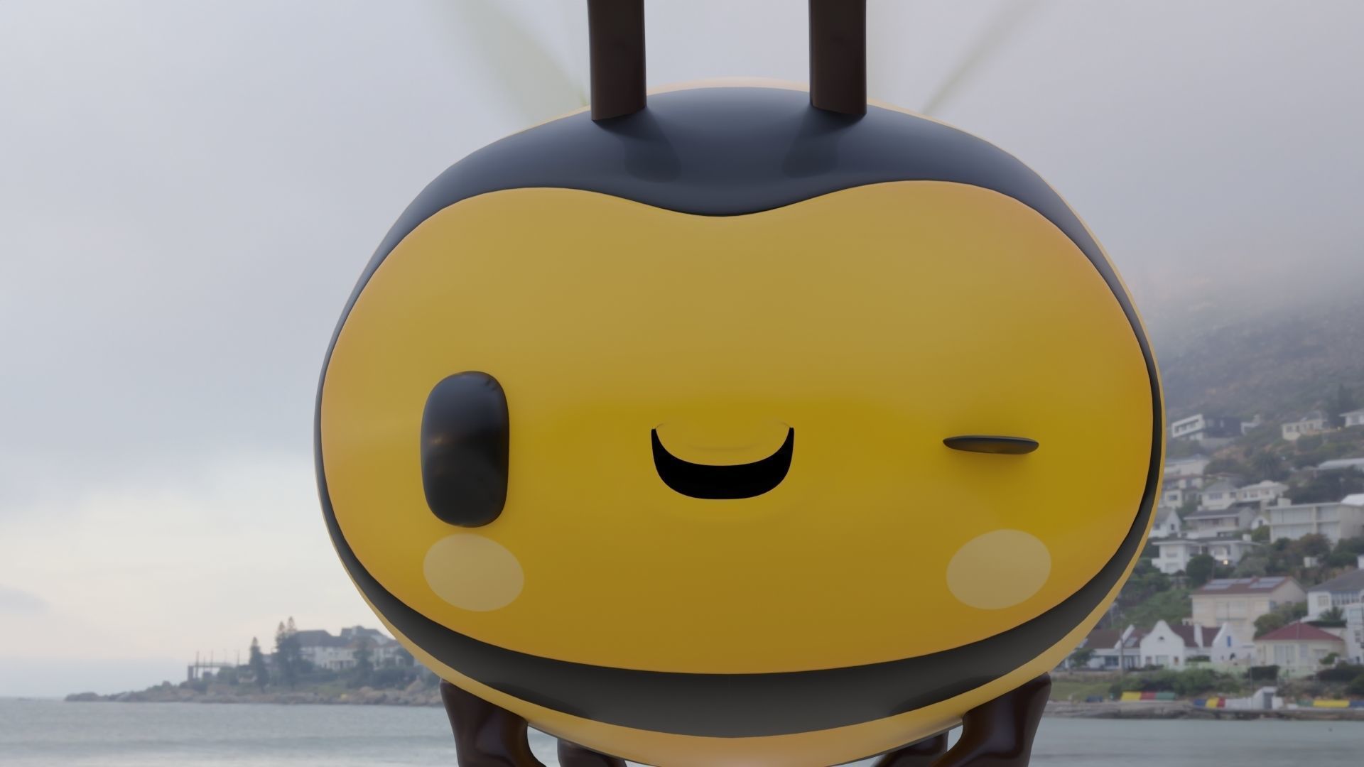 Cute Cartoon Honey Bee Animated Low-poly 3D model 3D model_5