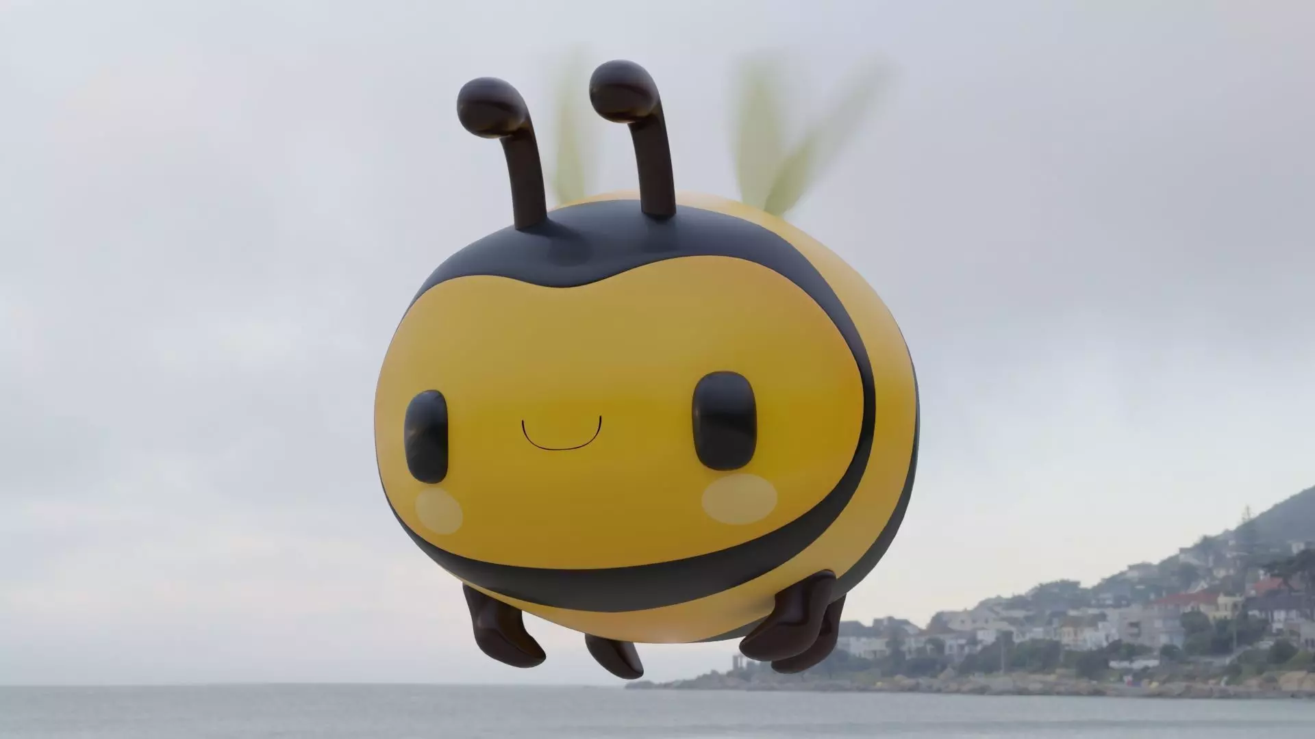 Cute Cartoon Honey Bee Animated Low-poly 3D model 3D model_0