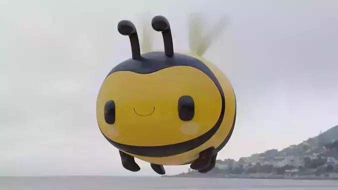 Cute Cartoon Honey Bee Animated Low-poly 3D model 3D model