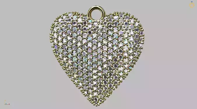 Heart Pendant 25 mm studded