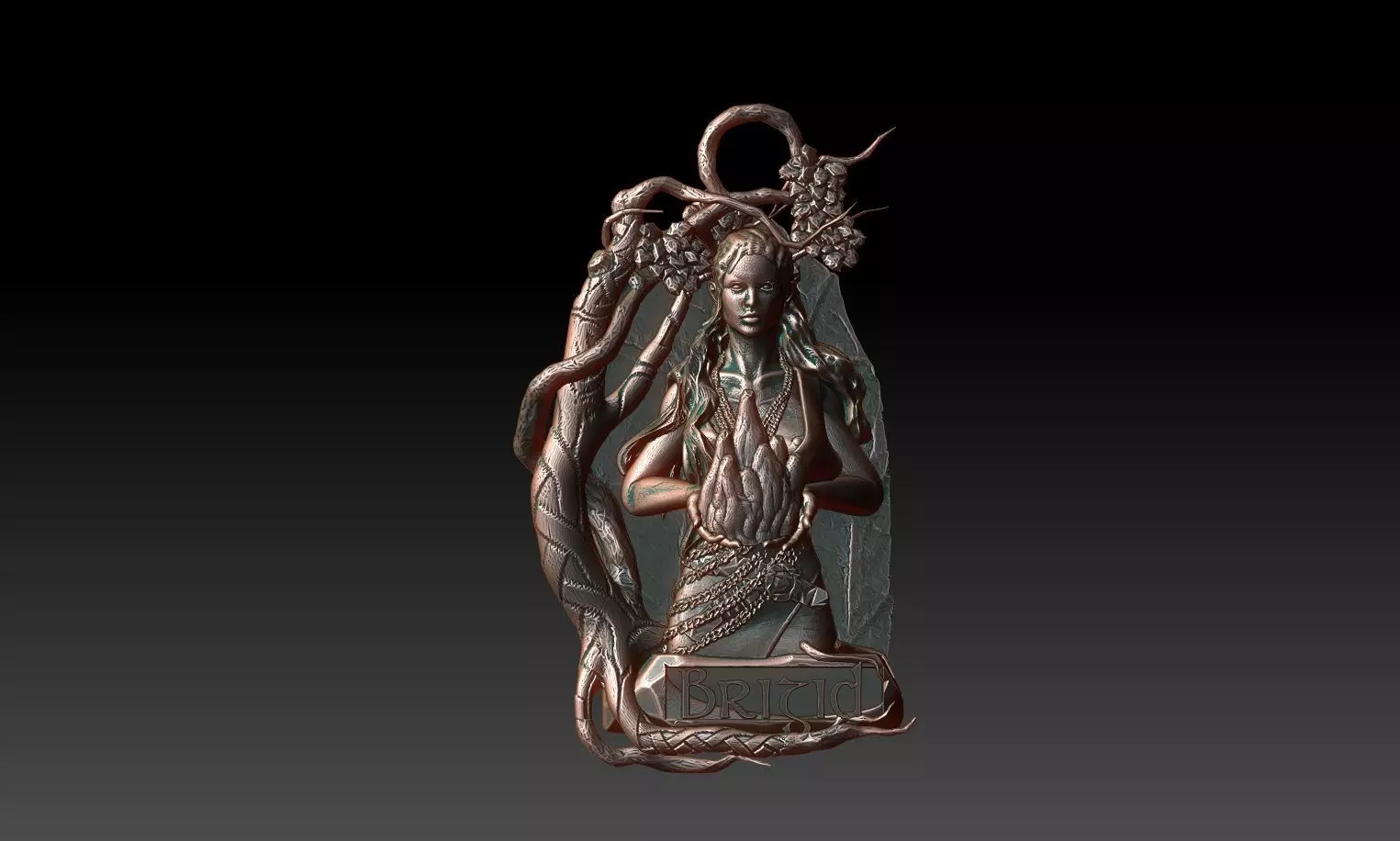Brigit buddha pendant 3D print model_0