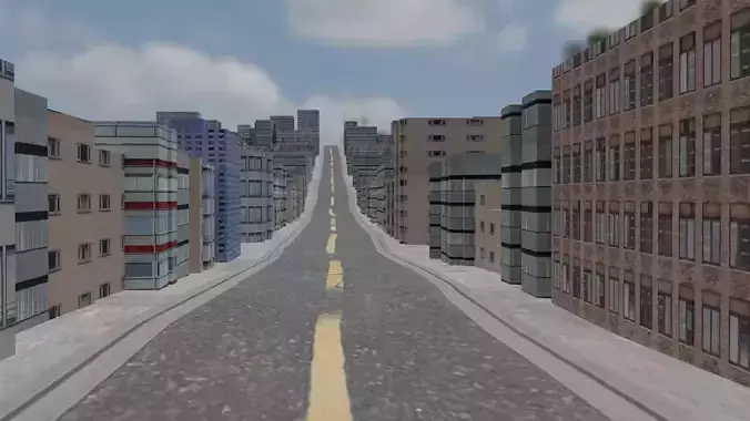 low poly city empty street in