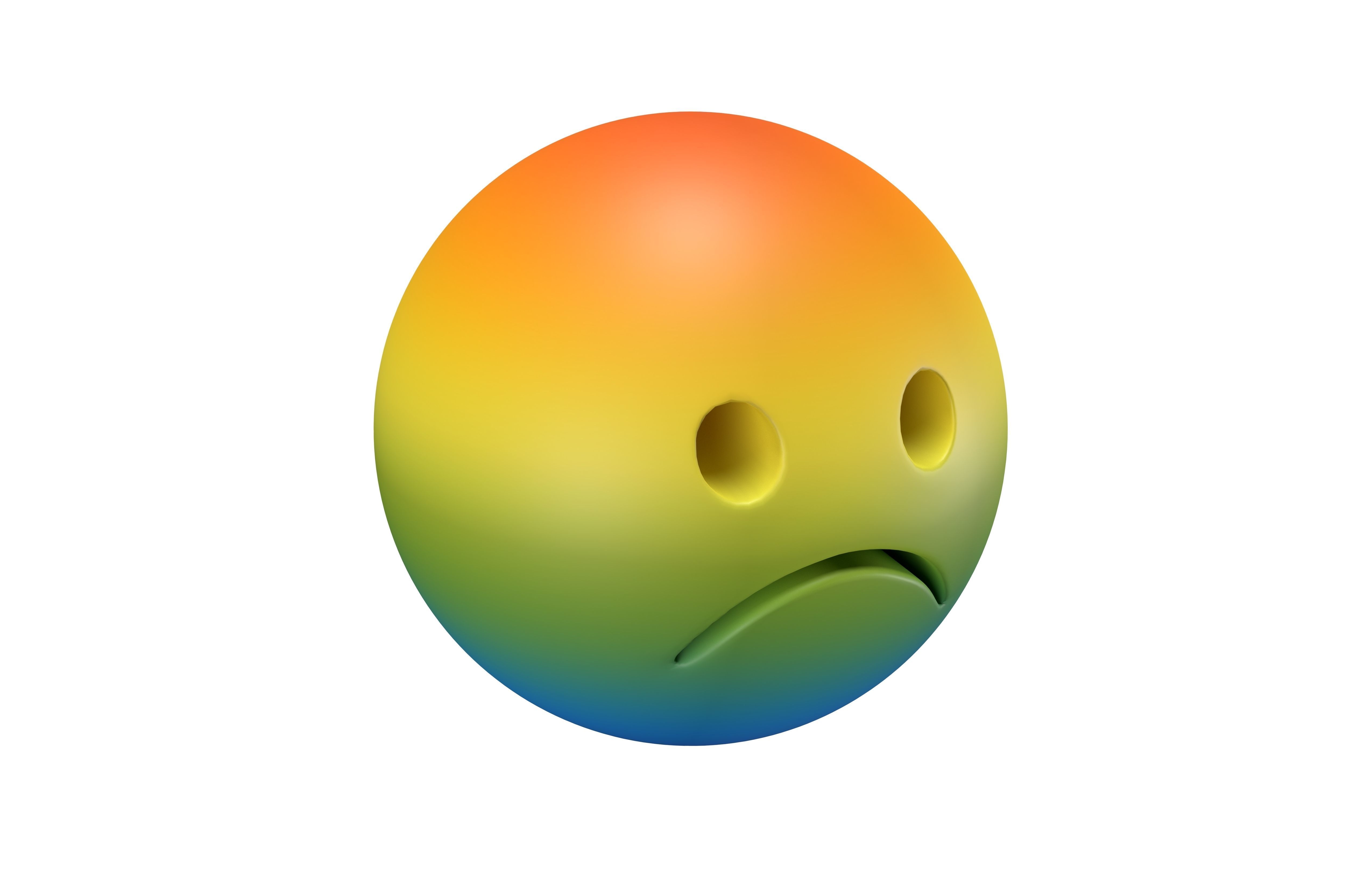 Frowning Face 05 Low-poly 3D model_2