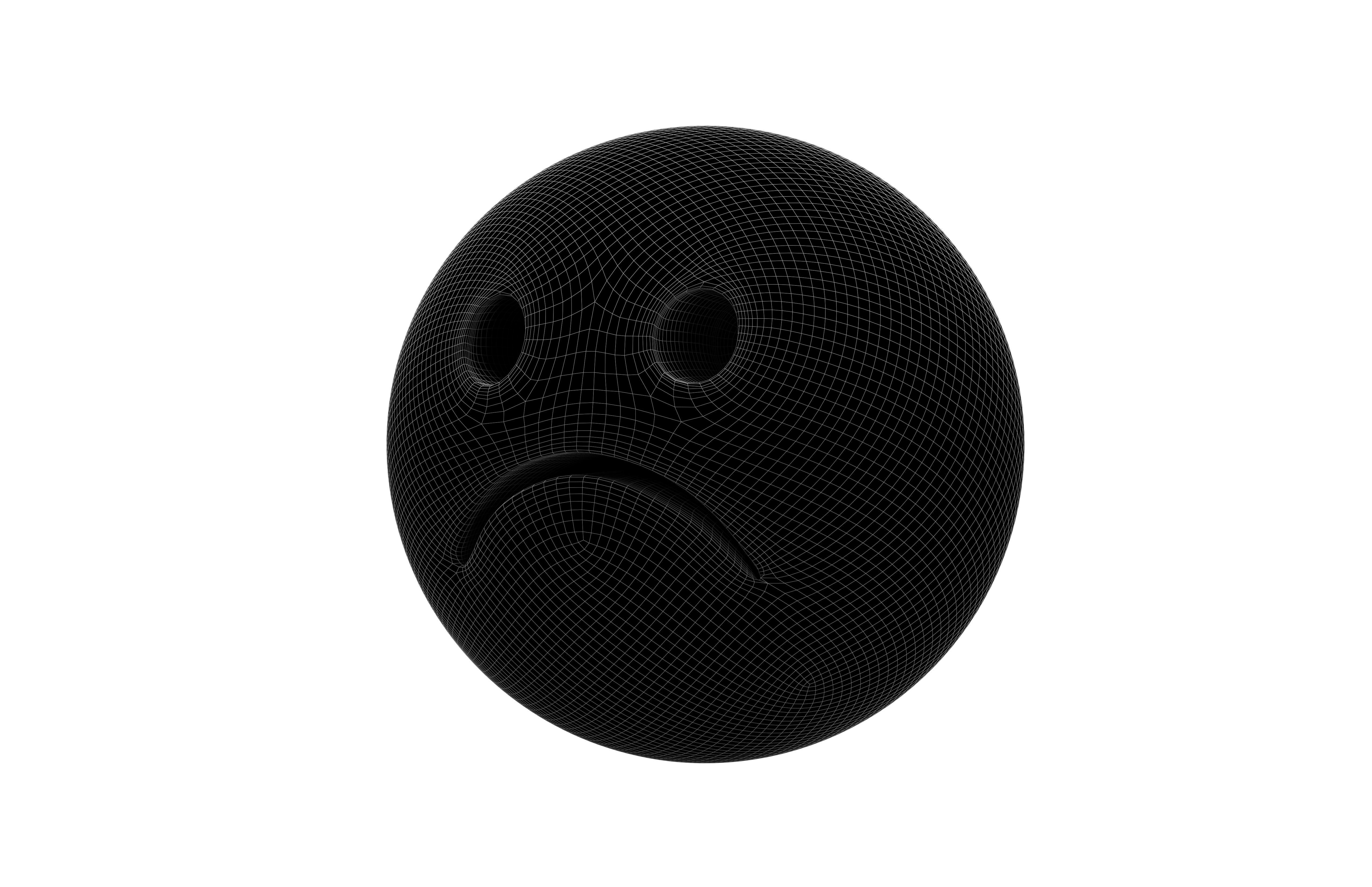 Frowning Face 05 Low-poly 3D model_5