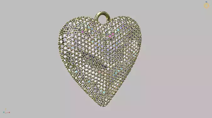 Heart Pendant 40 mm Studded