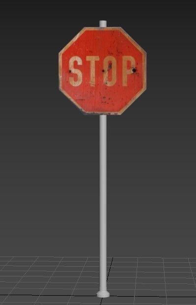 Road Sing STOP 3D model_1