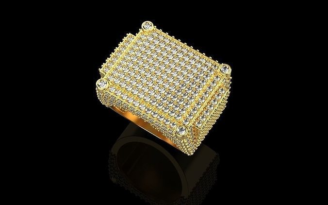 mens ring with signet stones 3D print model