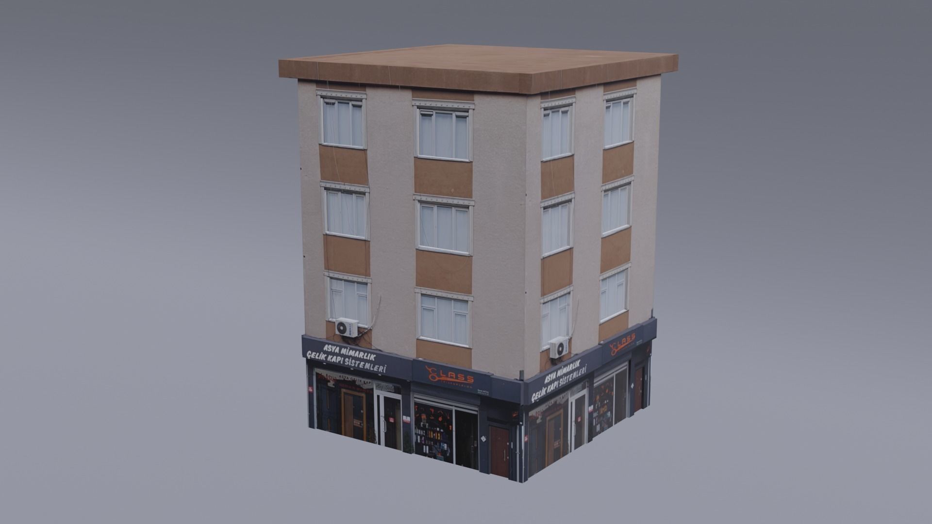 Architectural Building-1 Low-poly 3D model_4