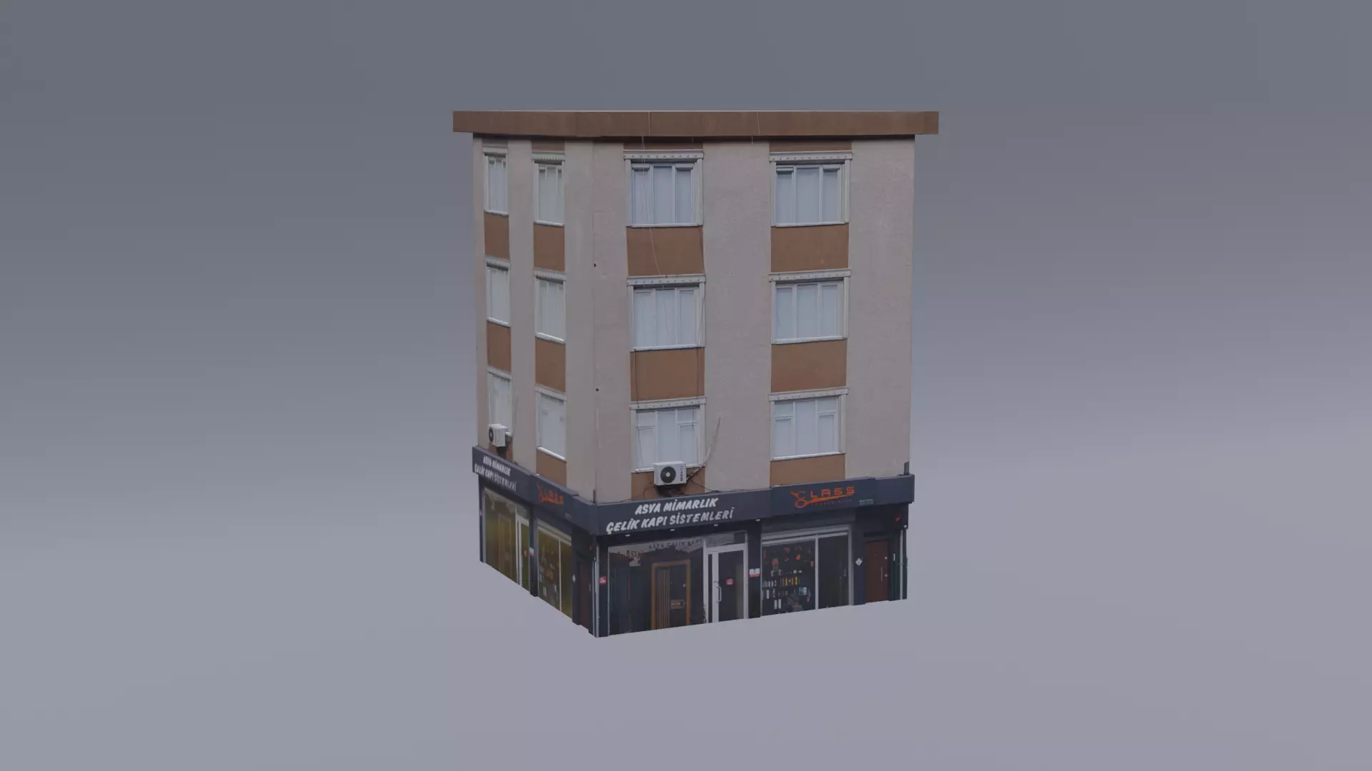 Architectural Building-1 Low-poly 3D model_0