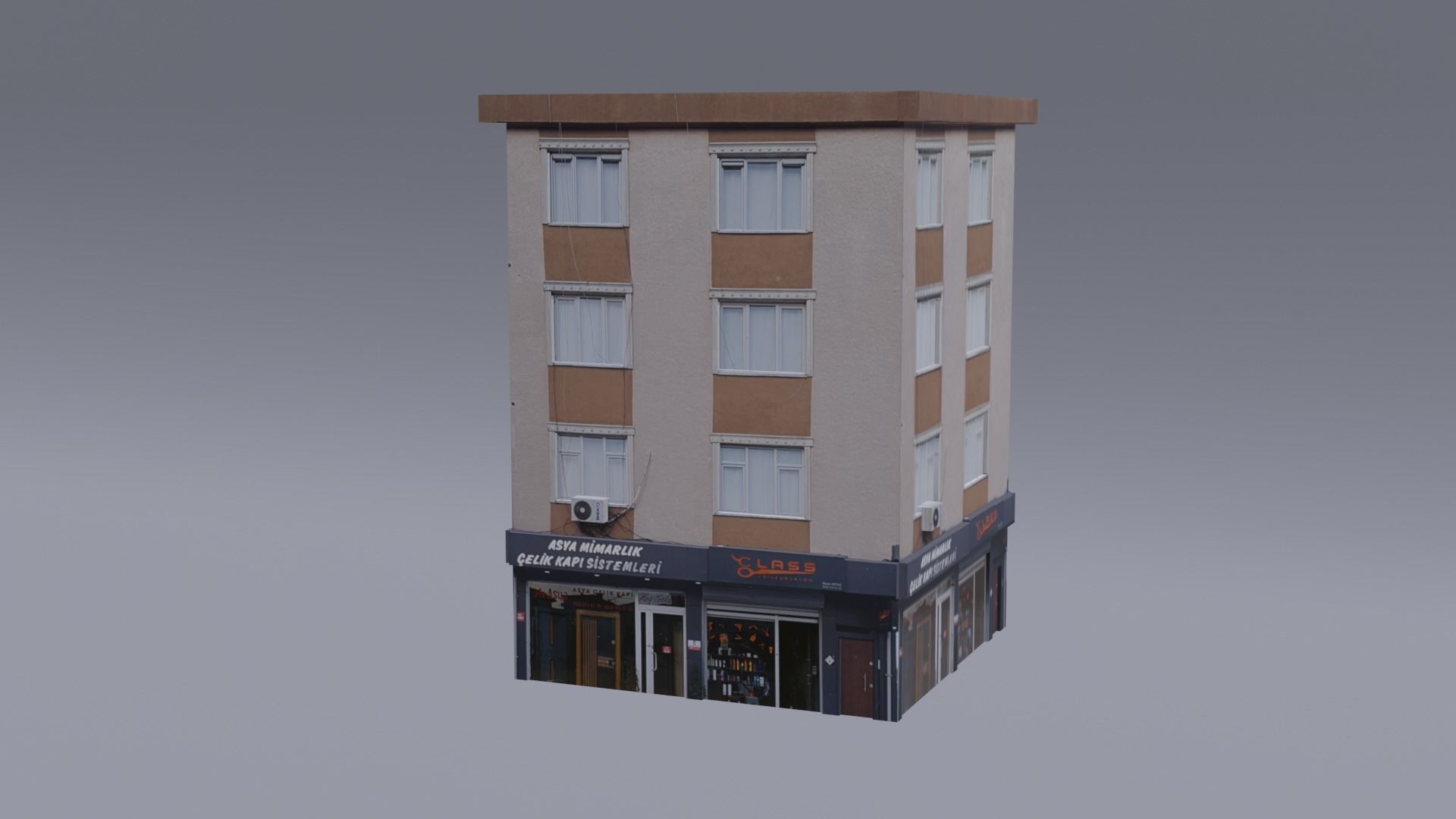 Architectural Building-1 Low-poly 3D model_1