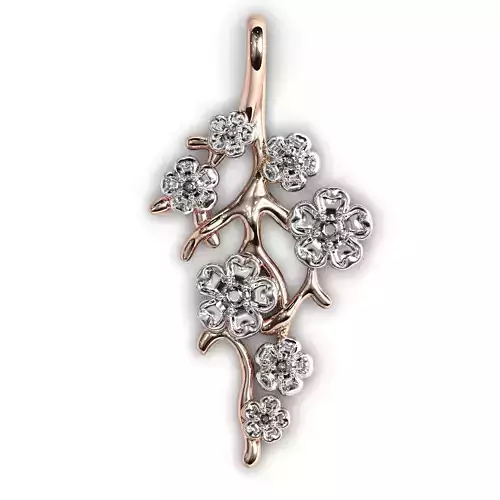 Sakura branch pendant 3D print model