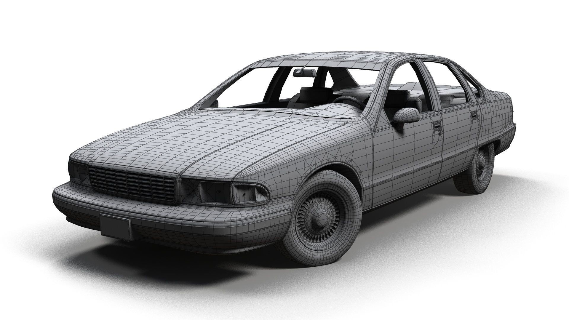 90s generic sedan Low-poly 3D model_14