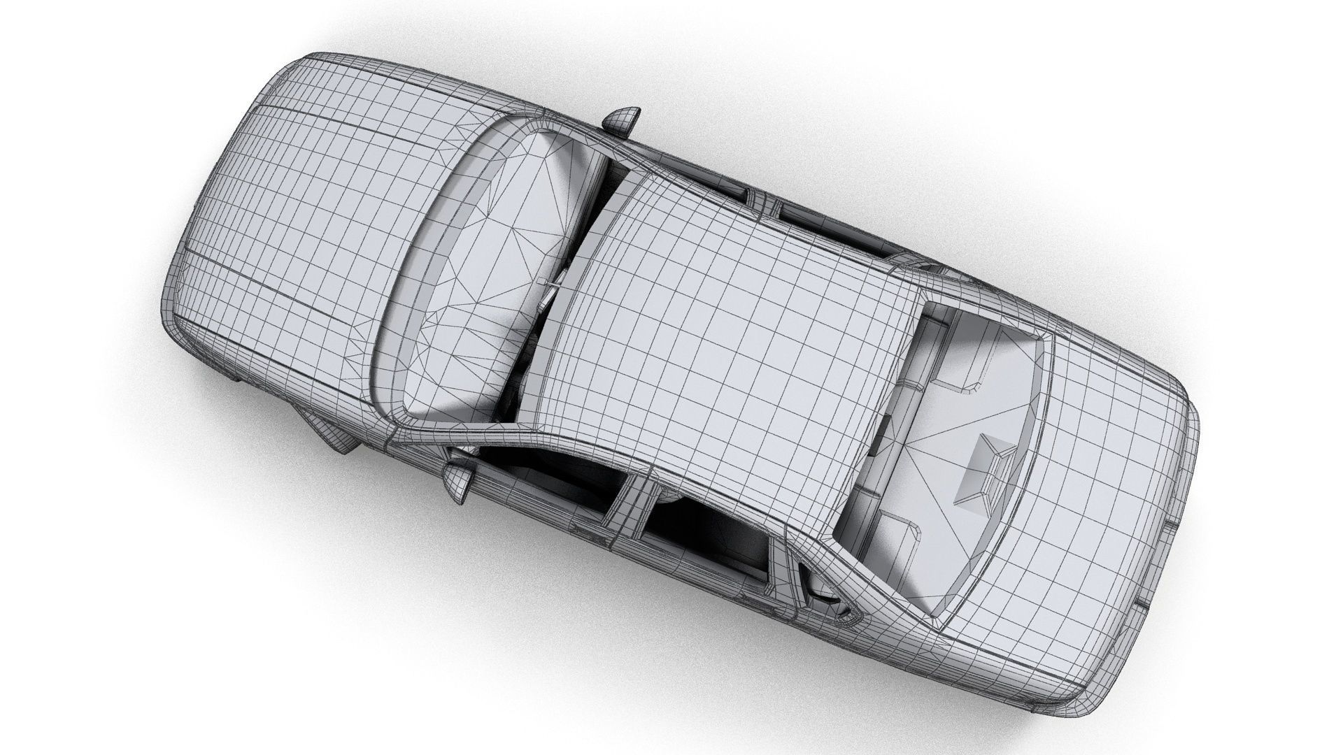 90s generic sedan Low-poly 3D model_17