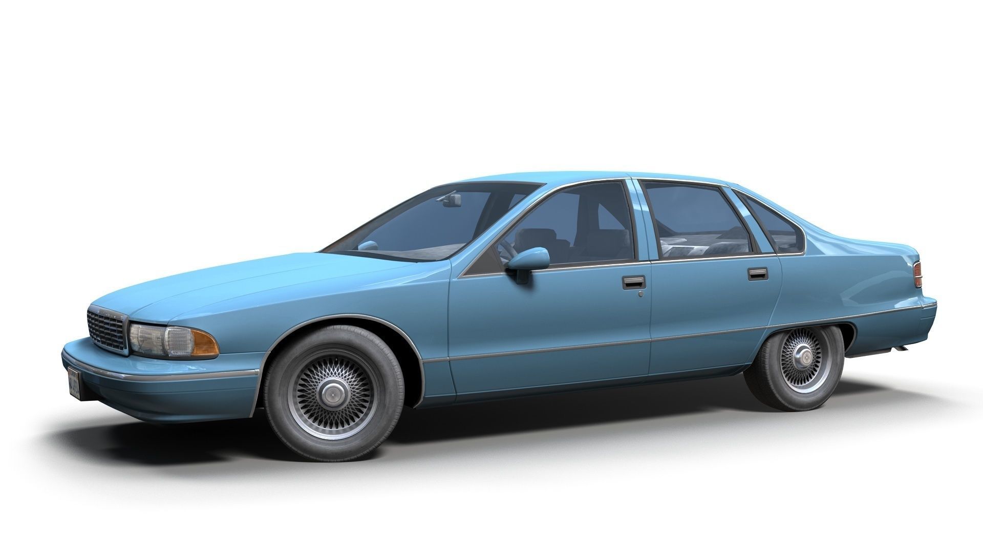90s generic sedan Low-poly 3D model_13