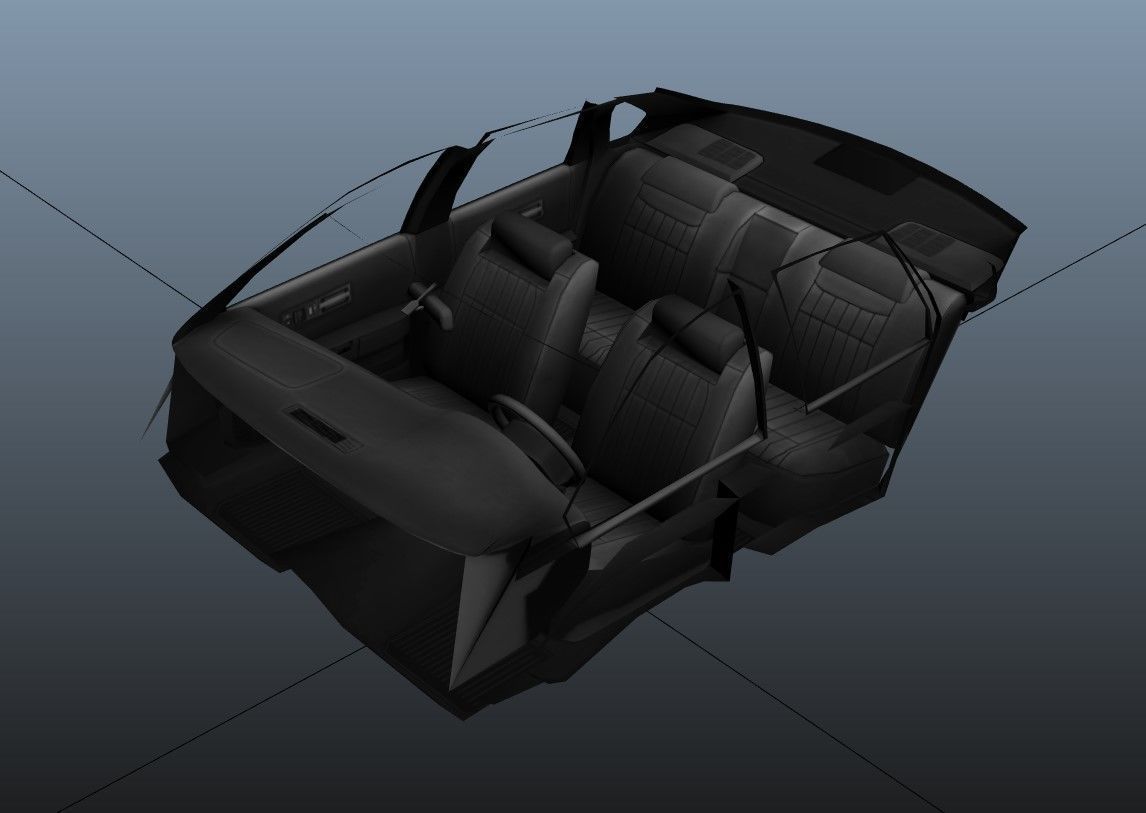 90s generic sedan Low-poly 3D model_43