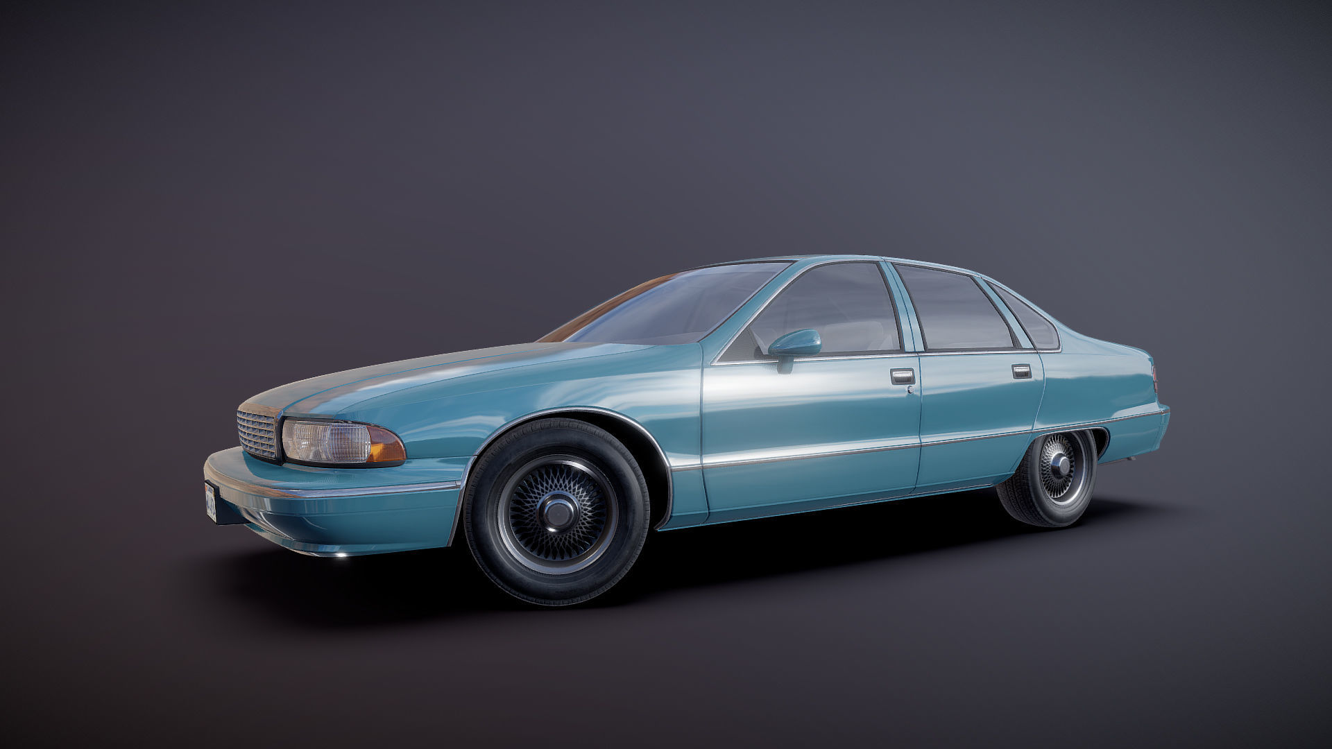 90s generic sedan Low-poly 3D model_29