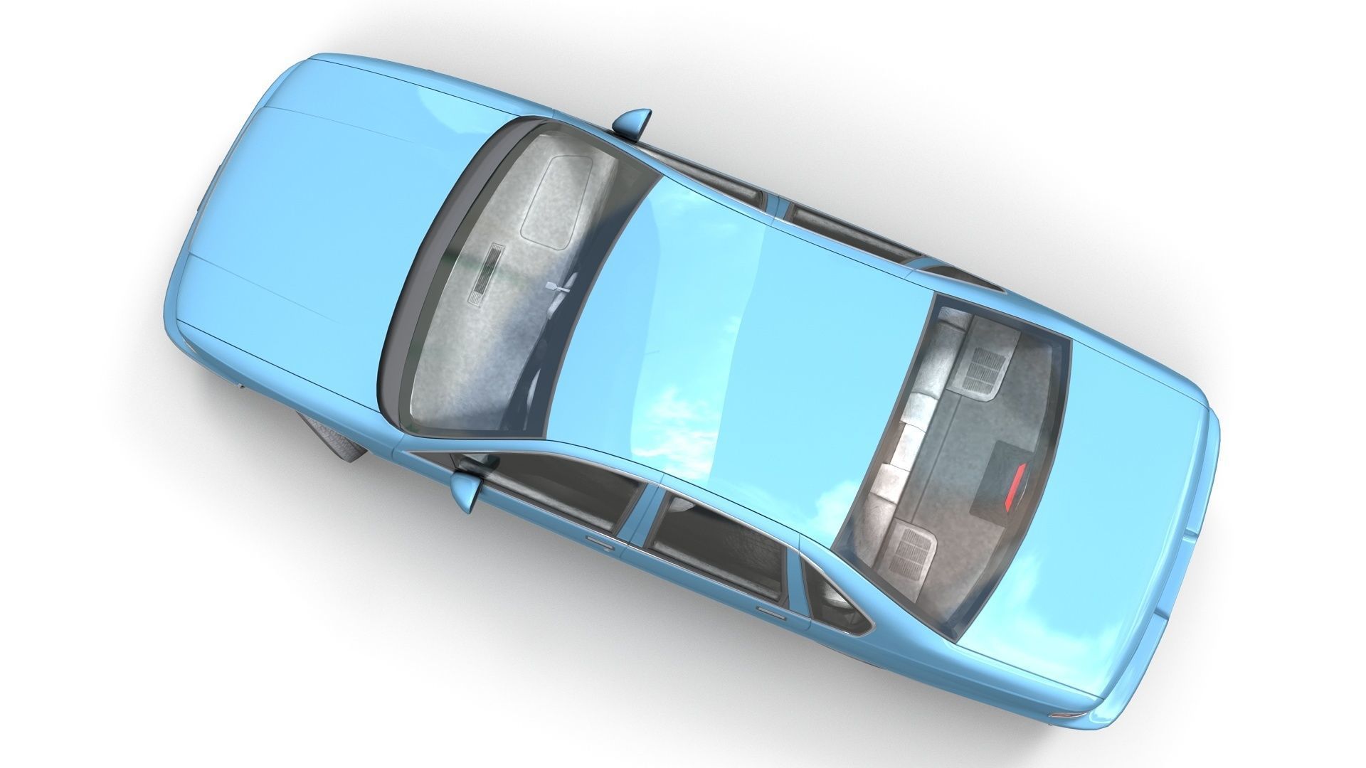 90s generic sedan Low-poly 3D model_9