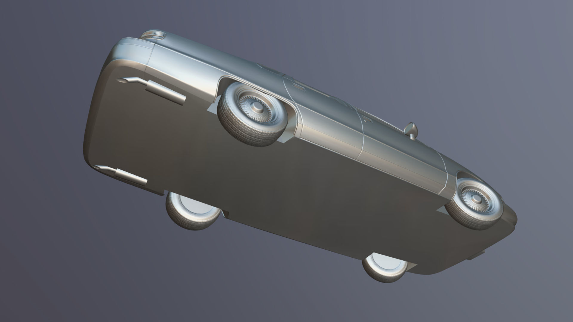 90s generic sedan Low-poly 3D model_36