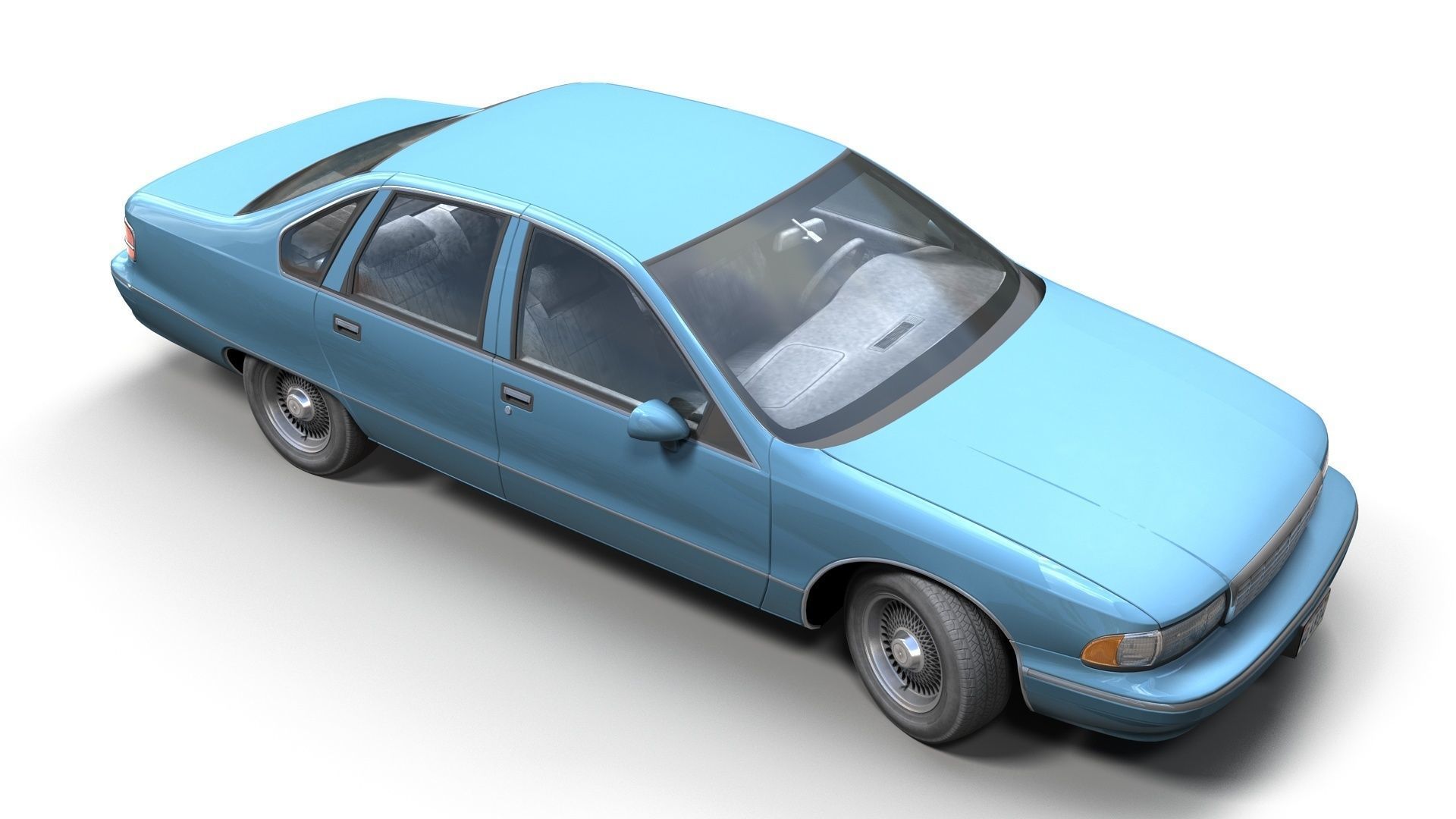 90s generic sedan Low-poly 3D model_7