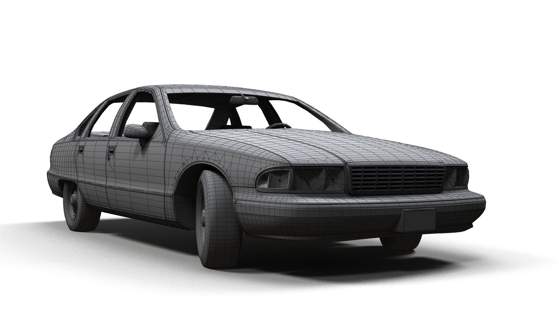 90s generic sedan Low-poly 3D model_20