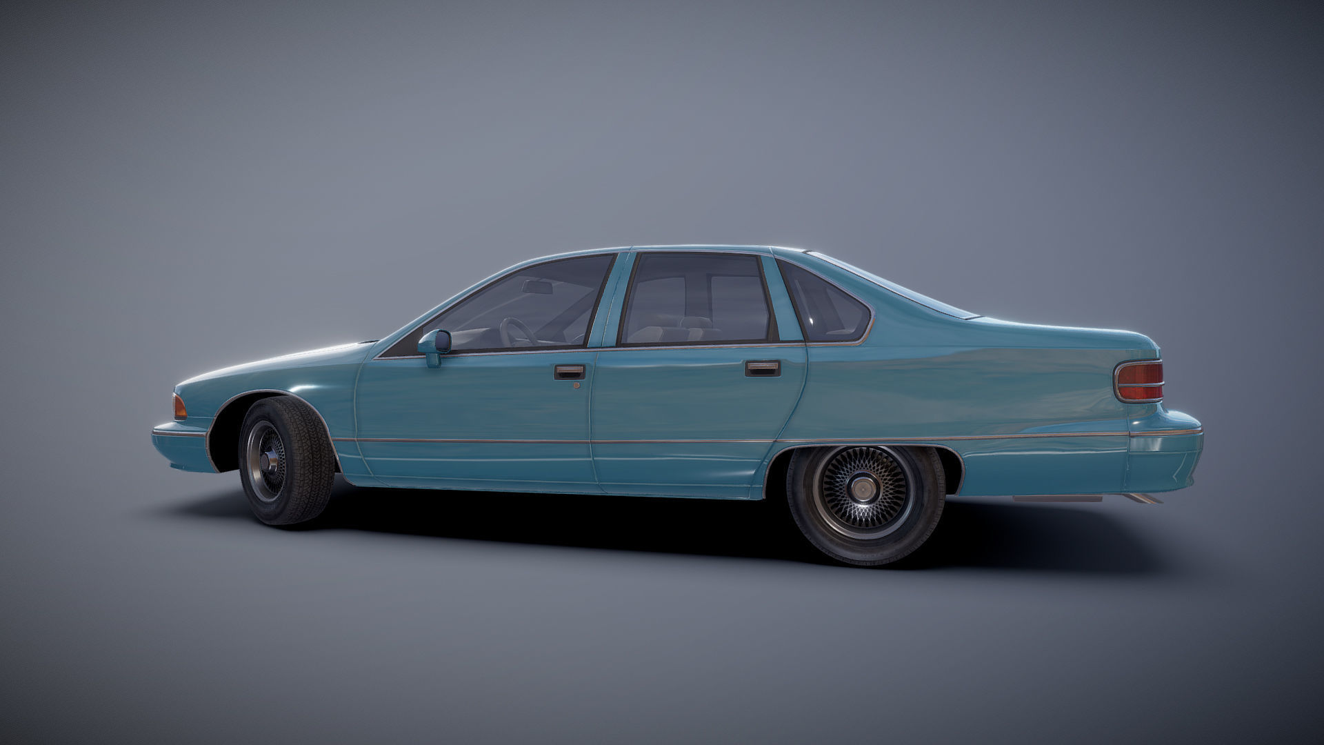 90s generic sedan Low-poly 3D model_30