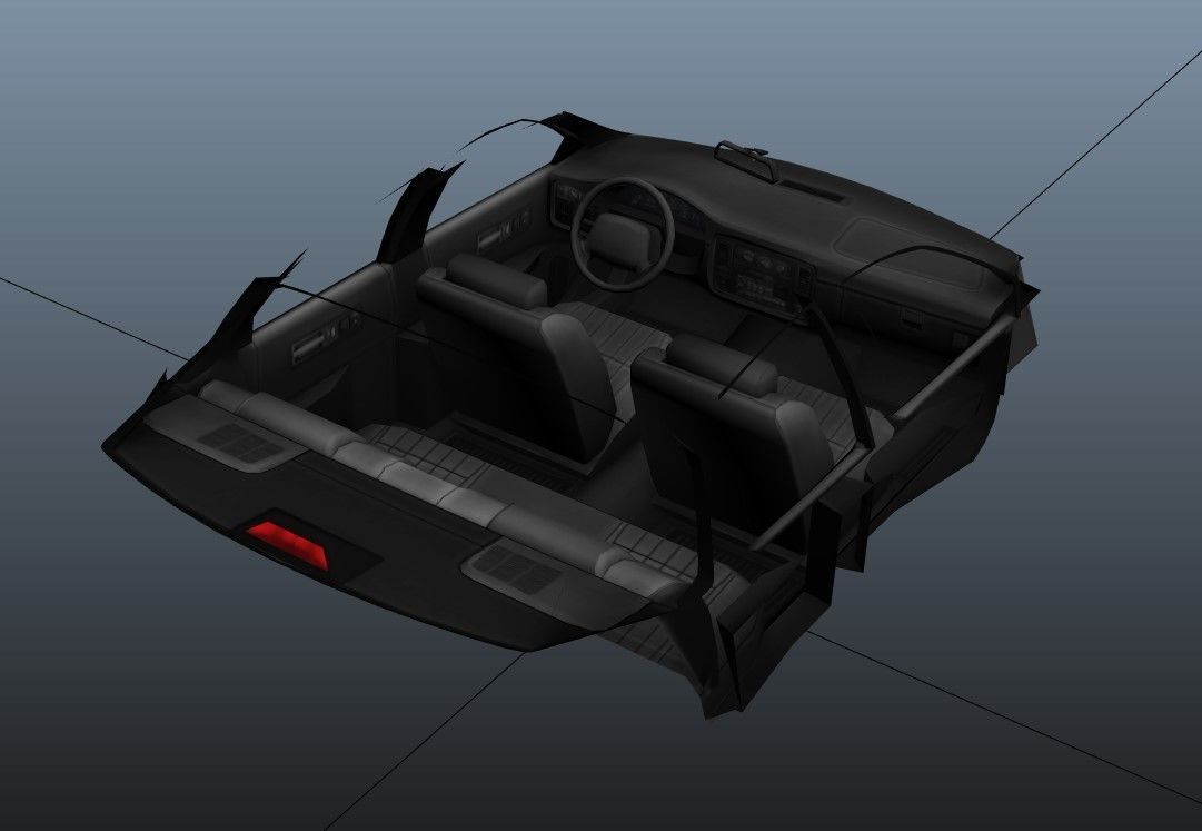 90s generic sedan Low-poly 3D model_42