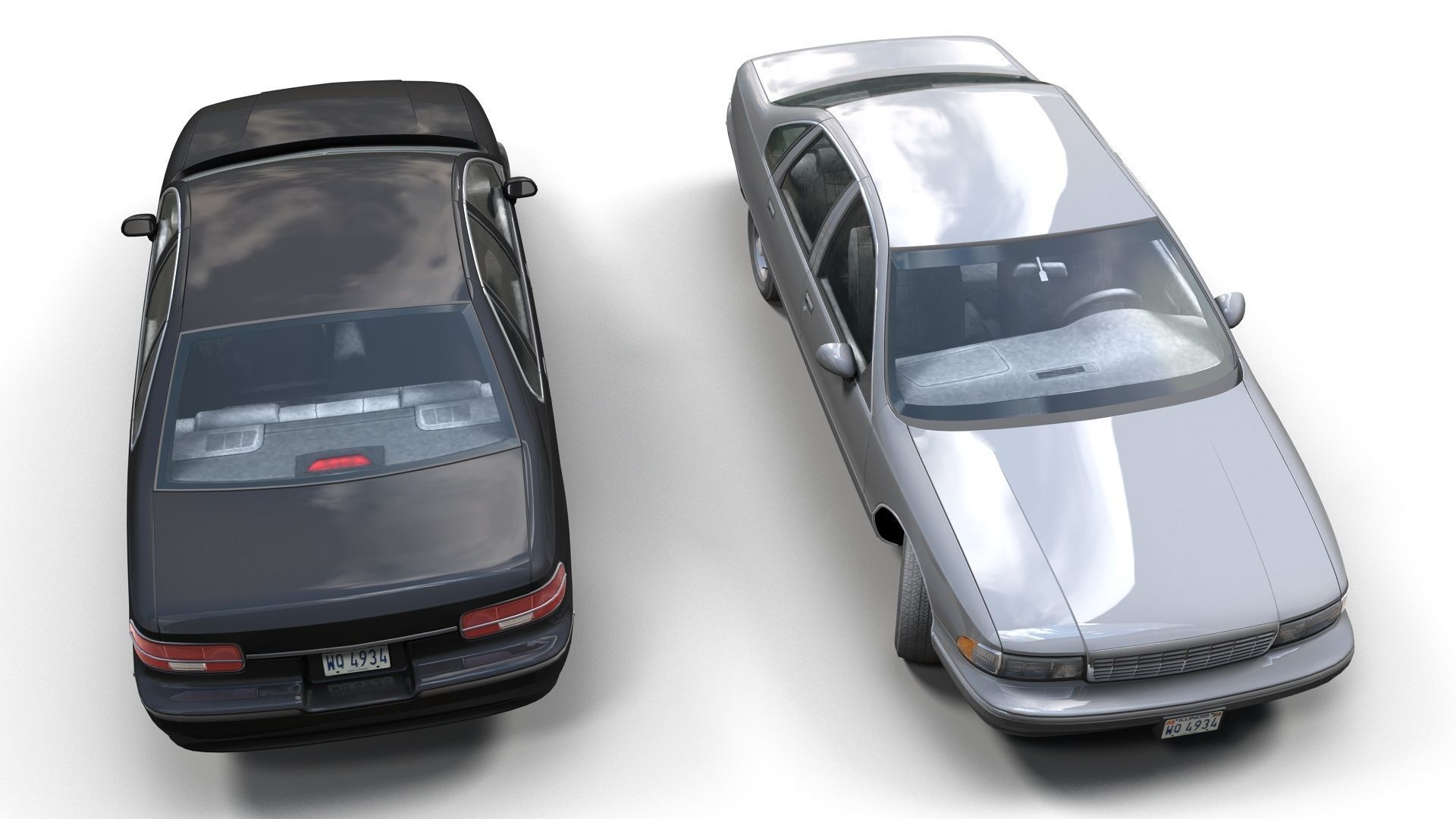 90s generic sedan Low-poly 3D model_5