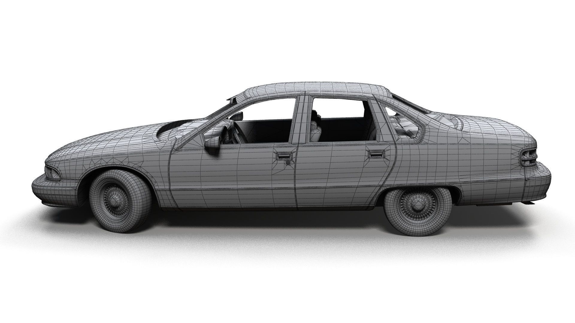 90s generic sedan Low-poly 3D model_18