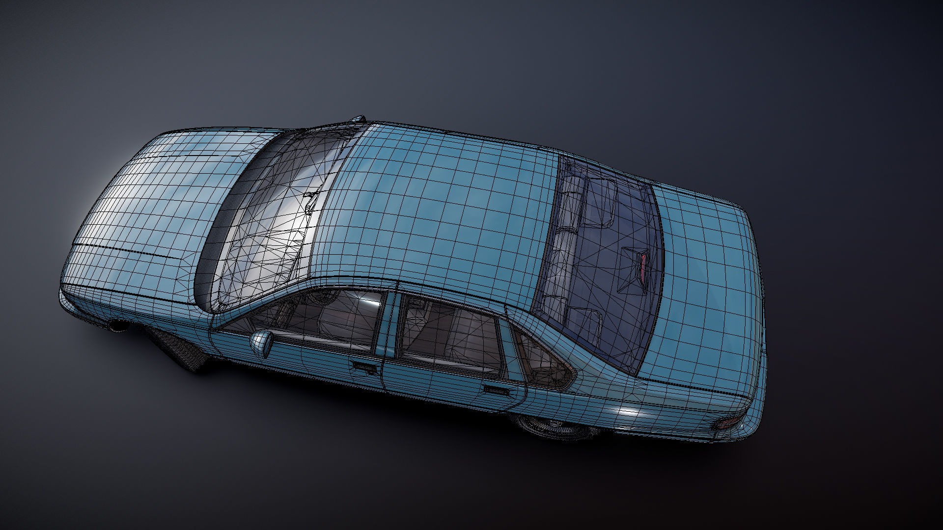 90s generic sedan Low-poly 3D model_33